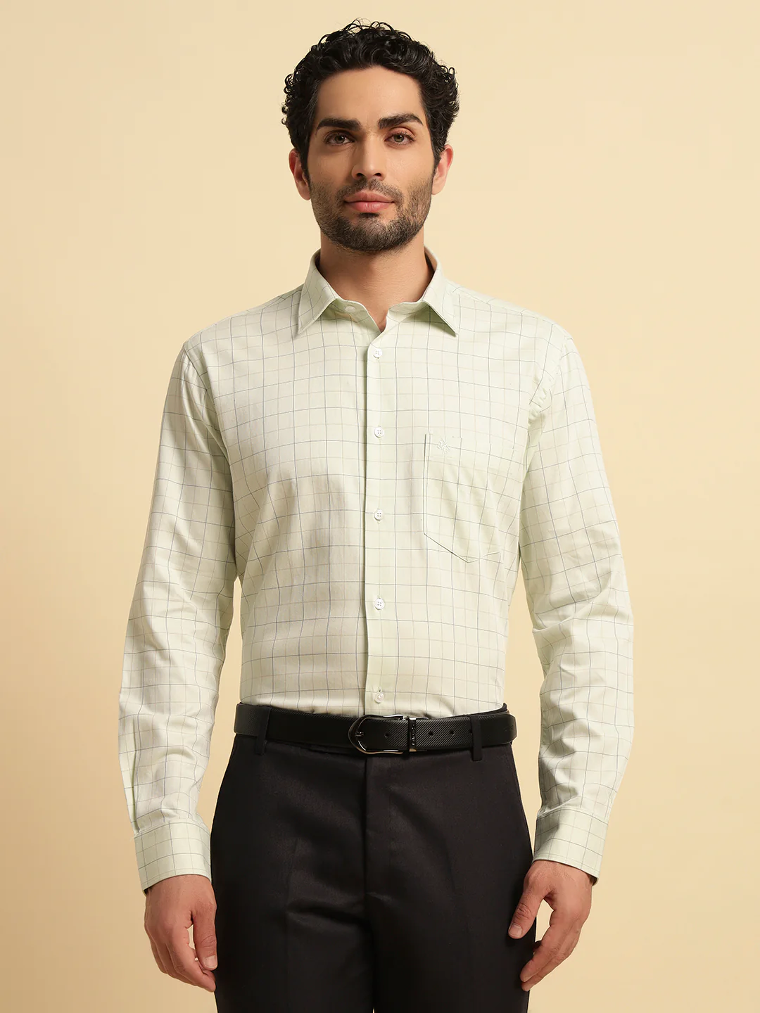 Formal Shirt for Men | Breathable & Soft with Color Fastness Regular Fit Spread Collar Neck Cotton Fabric Checkered Pattern - Image 2
