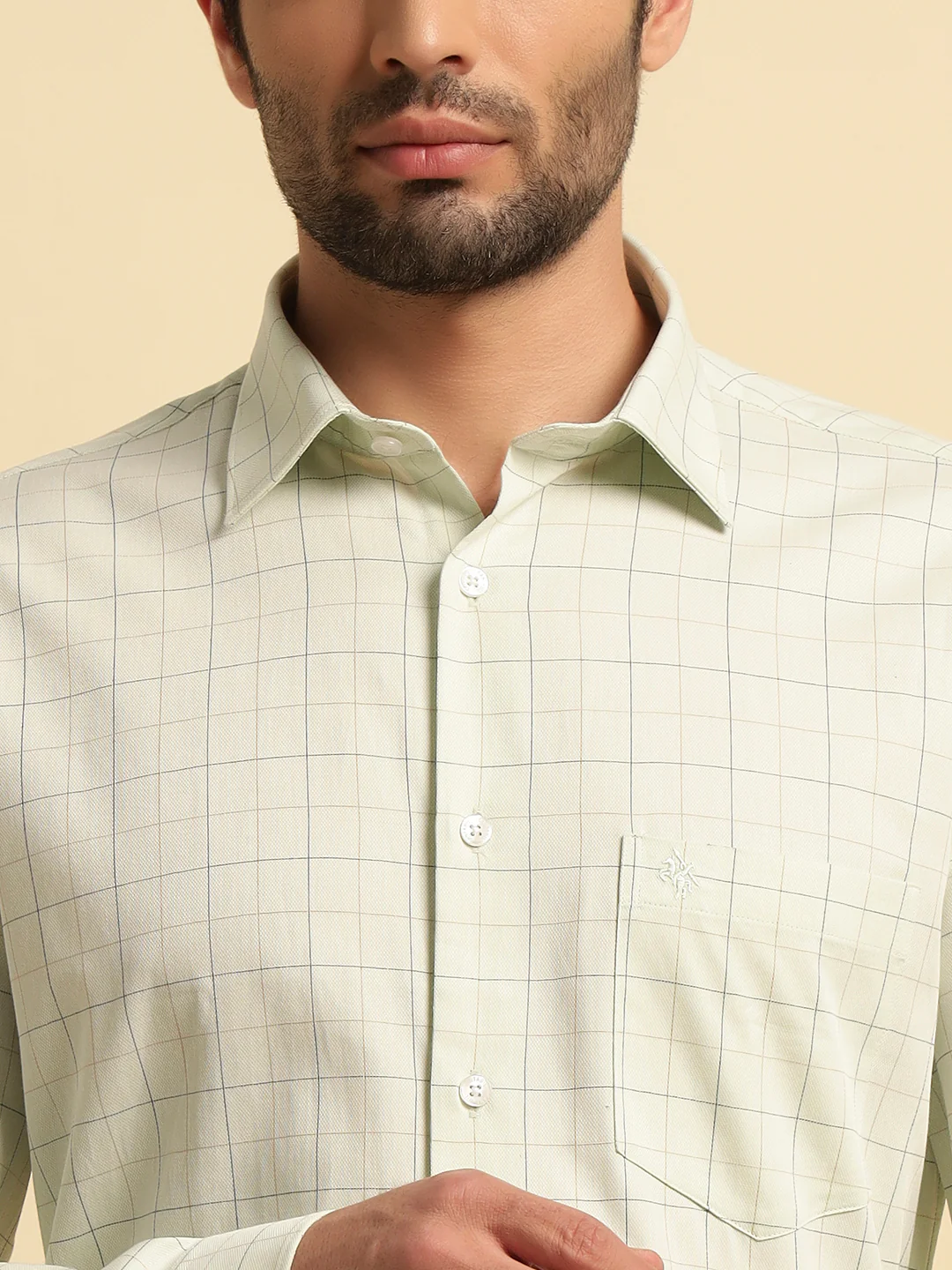 Formal Shirt for Men | Breathable & Soft with Color Fastness Regular Fit Spread Collar Neck Cotton Fabric Checkered Pattern - Image 3