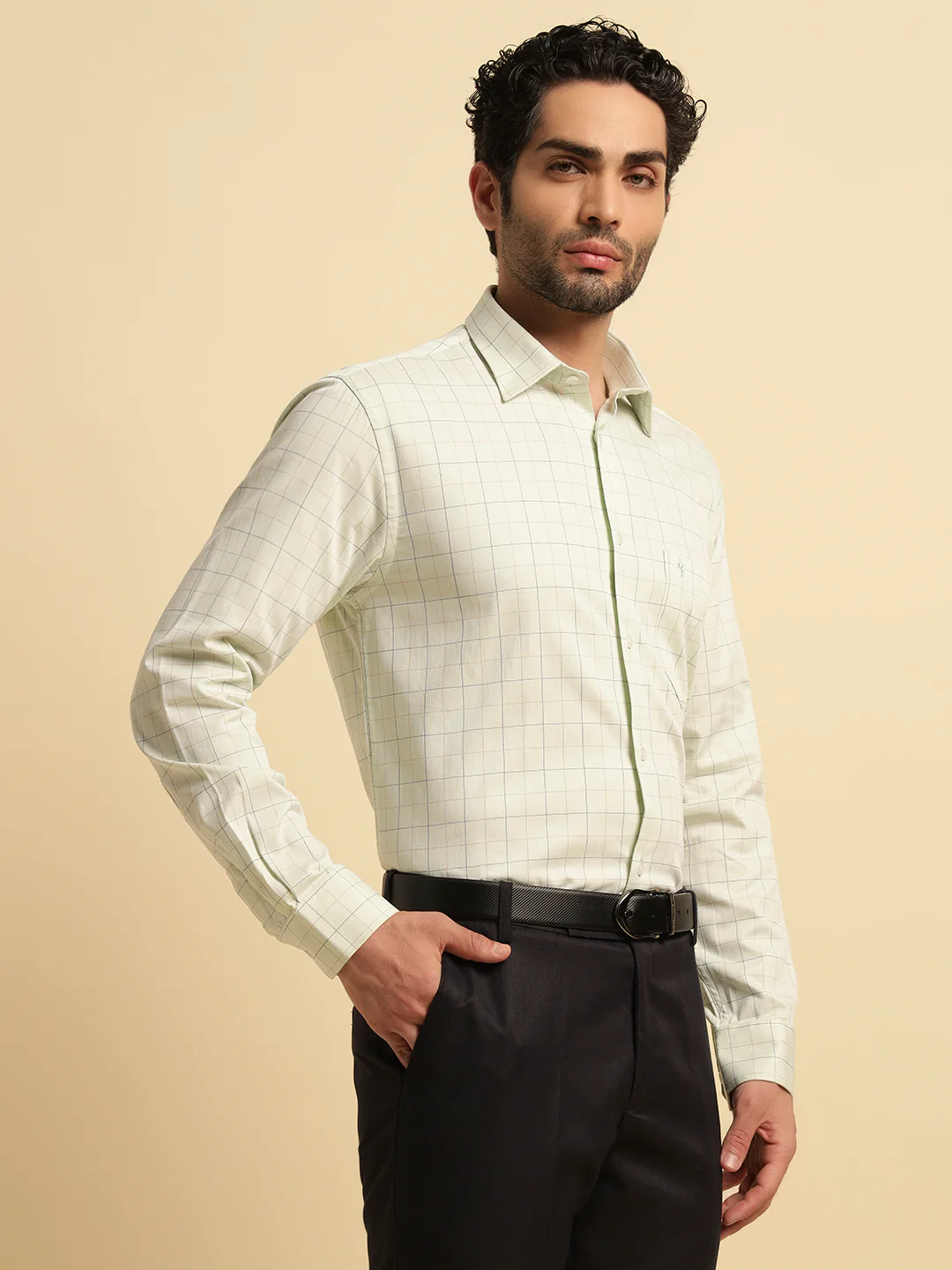 Formal Shirt for Men | Breathable & Soft with Color Fastness Regular Fit Spread Collar Neck Cotton Fabric Checkered Pattern - Image 4