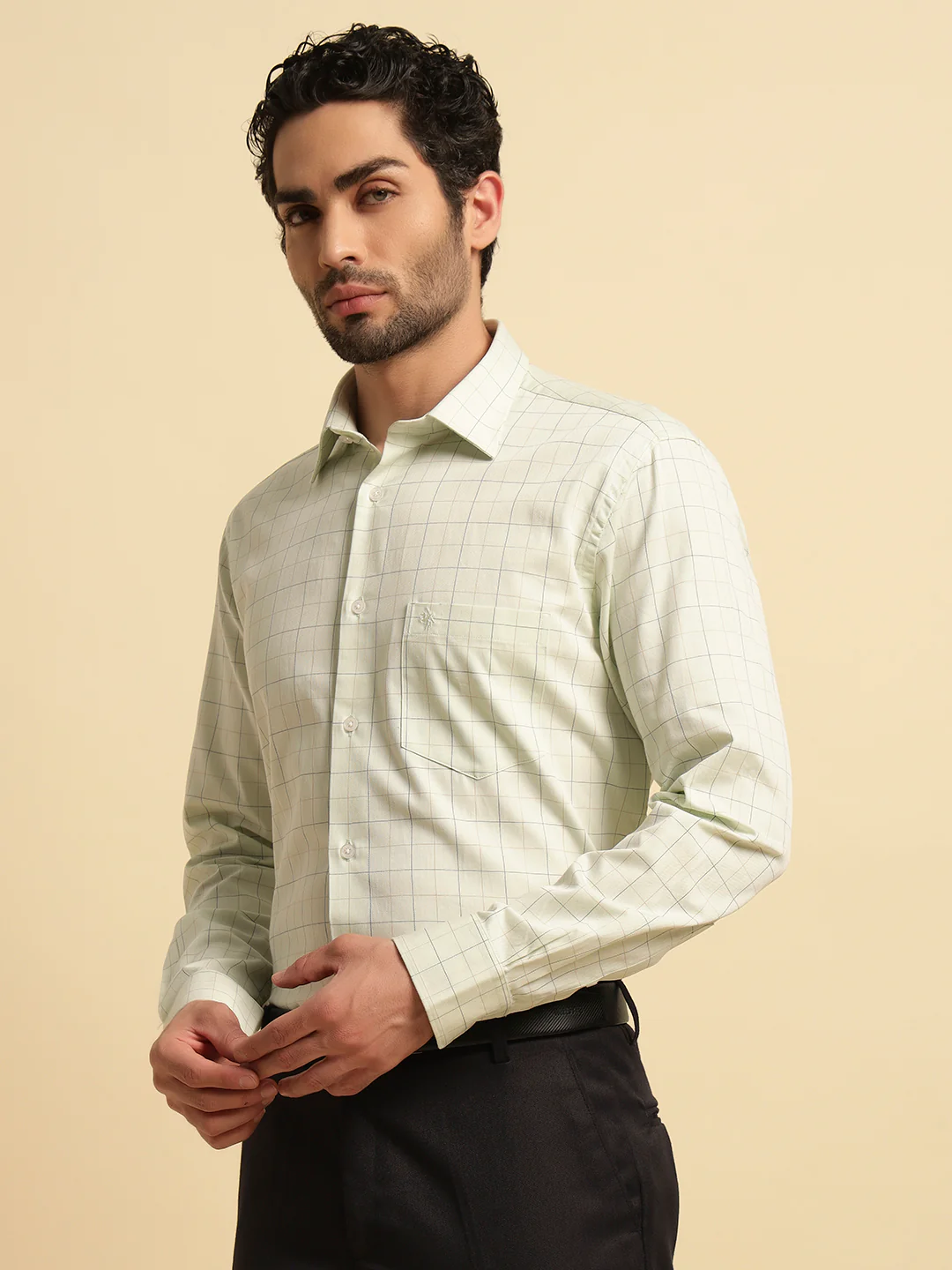 Formal Shirt for Men | Breathable & Soft with Color Fastness Regular Fit Spread Collar Neck Cotton Fabric Checkered Pattern - Image 5