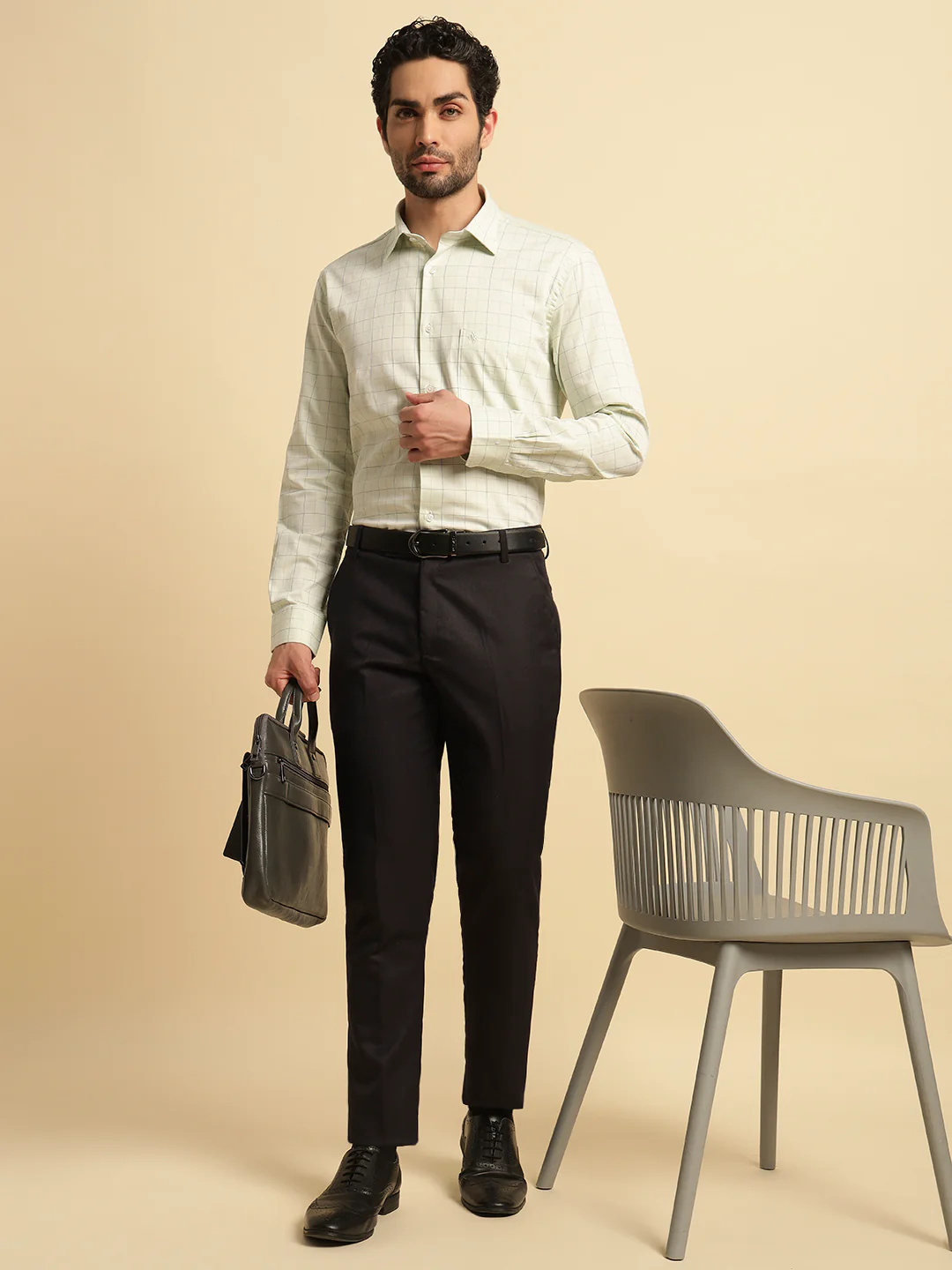 Formal Shirt for Men | Breathable & Soft with Color Fastness Regular Fit Spread Collar Neck Cotton Fabric Checkered Pattern - Image 8