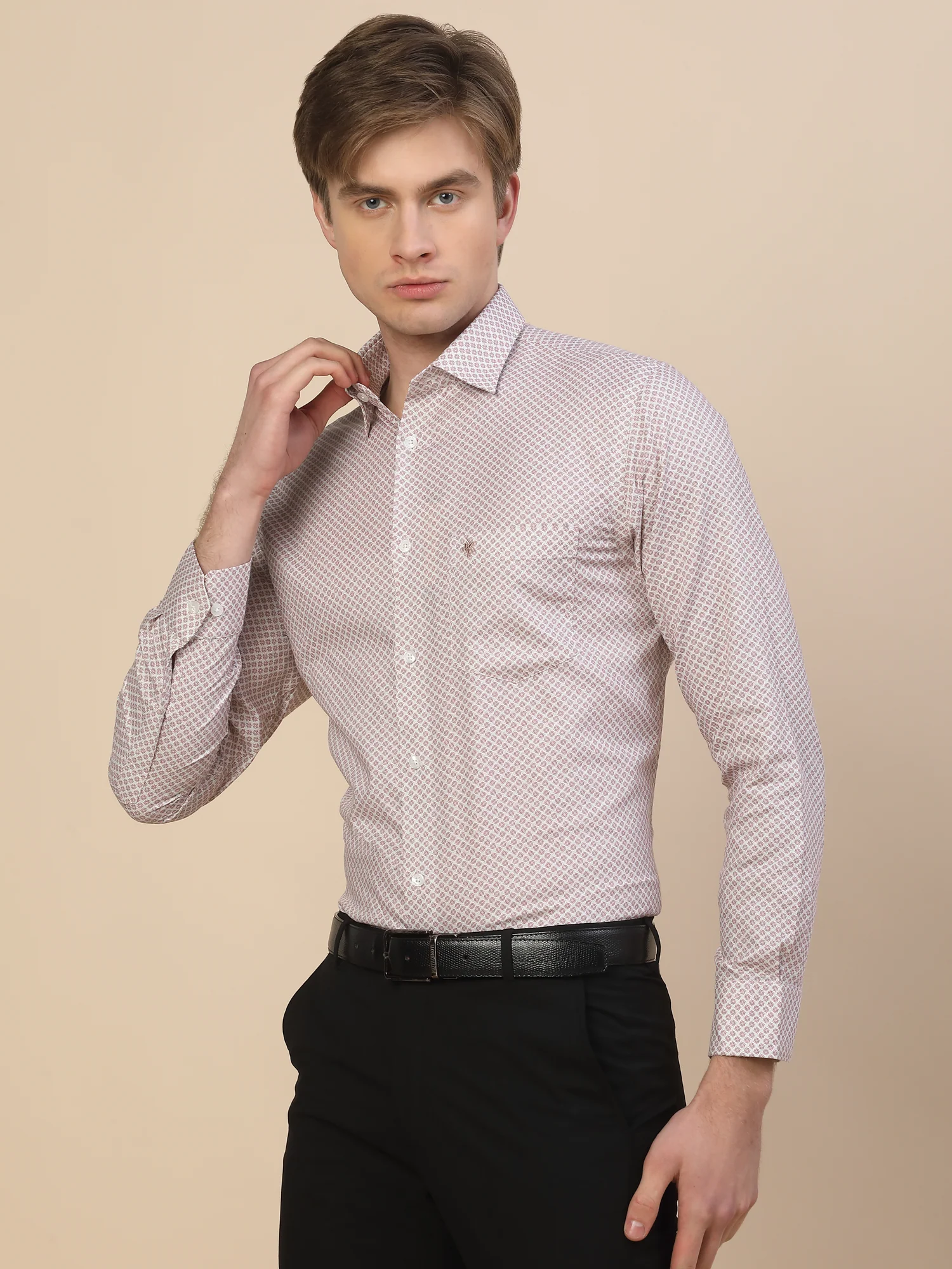 Formal Shirt for Men | Breathable & Soft with Color Fastness Regular Fit Spread Collar Neck Cotton Fabric Printed Pattern - Image 3