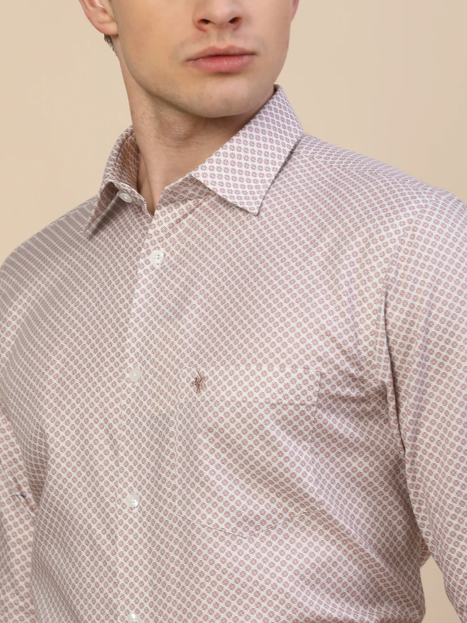 Formal Shirt for Men | Breathable & Soft with Color Fastness Regular Fit Spread Collar Neck Cotton Fabric Printed Pattern - Image 6