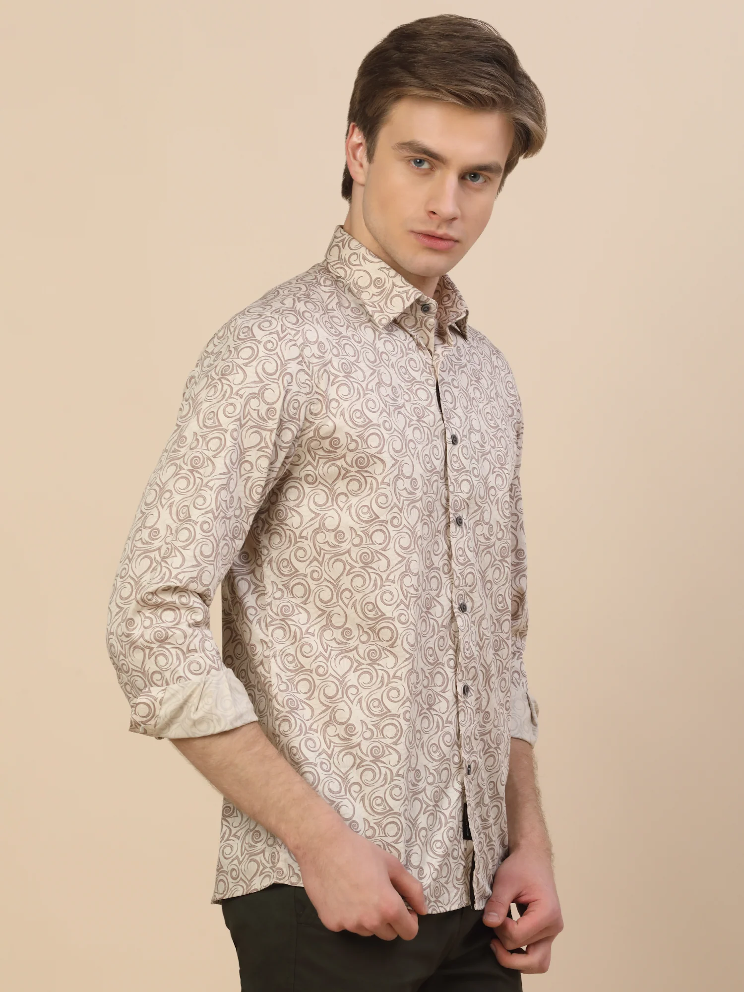 Formal Shirt for Men | Breathable & Soft with Color Fastness Regular Fit Spread Collar Neck Cotton Fabric Printed Pattern - Image 4