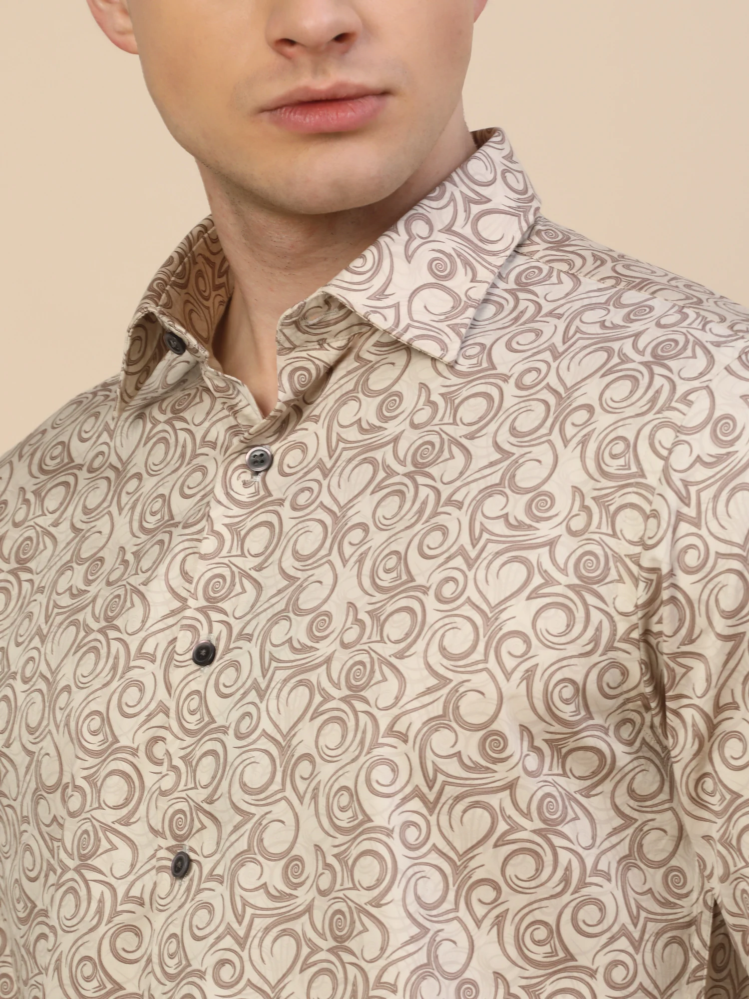 Formal Shirt for Men | Breathable & Soft with Color Fastness Regular Fit Spread Collar Neck Cotton Fabric Printed Pattern - Image 5