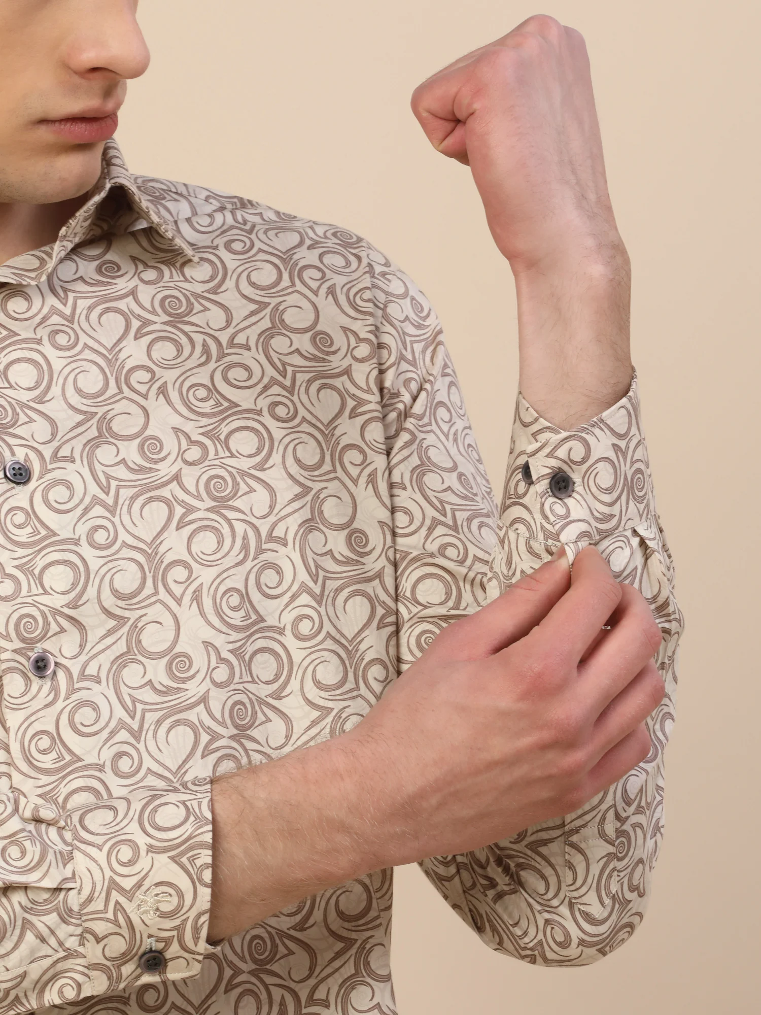 Formal Shirt for Men | Breathable & Soft with Color Fastness Regular Fit Spread Collar Neck Cotton Fabric Printed Pattern - Image 7
