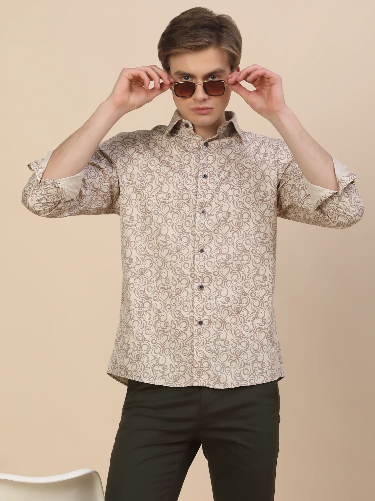 Formal Shirt for Men | Breathable & Soft with Color Fastness Regular Fit Spread Collar Neck Cotton Fabric Printed Pattern - Image 8