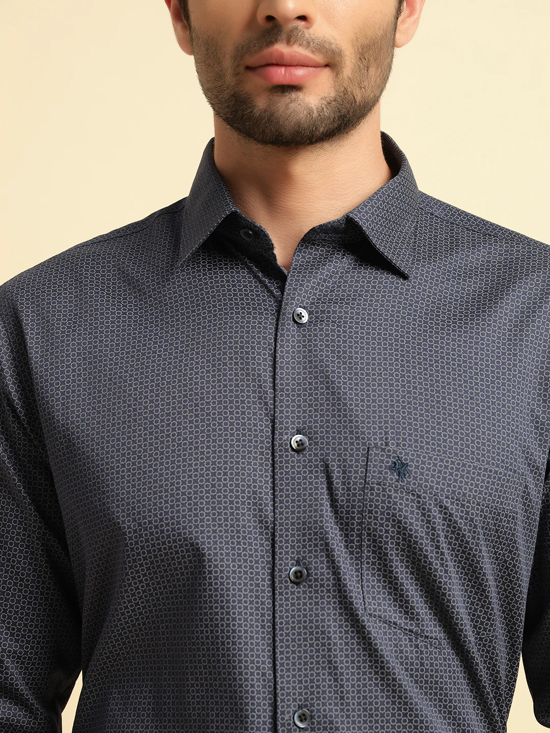 Formal Shirt for Men | Breathable & Soft with Color Fastness Regular Fit Spread Collar Neck Cotton Fabric Printed Pattern - Image 5