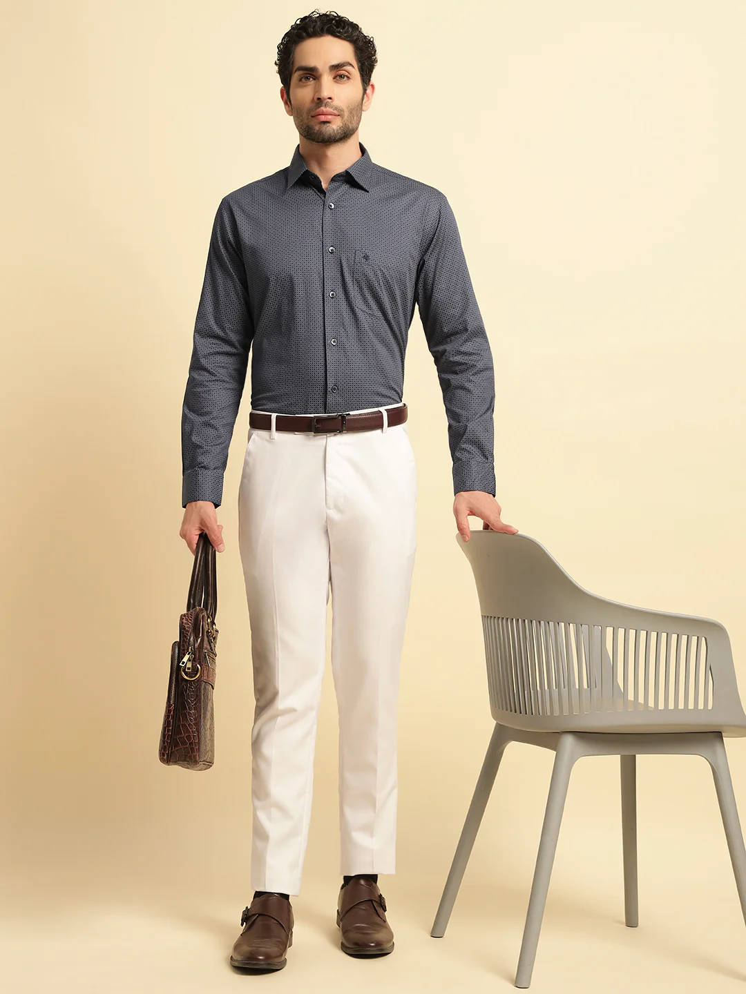 Formal Shirt for Men | Breathable & Soft with Color Fastness Regular Fit Spread Collar Neck Cotton Fabric Printed Pattern - Image 6
