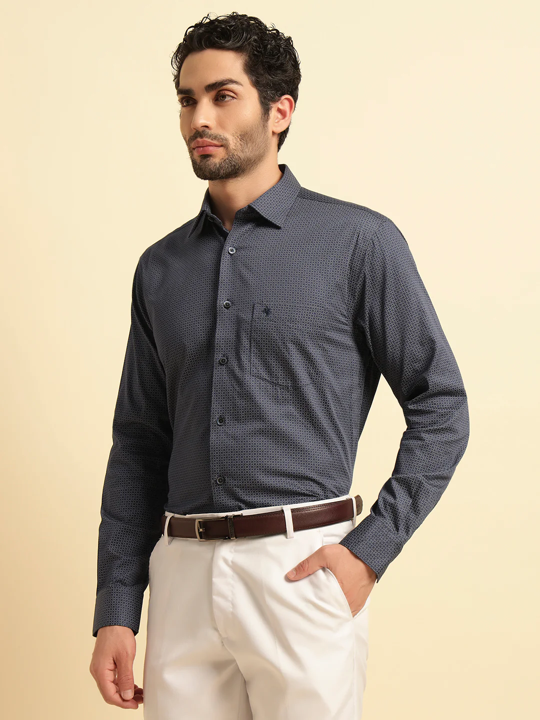 Formal Shirt for Men | Breathable & Soft with Color Fastness Regular Fit Spread Collar Neck Cotton Fabric Printed Pattern - Image 8
