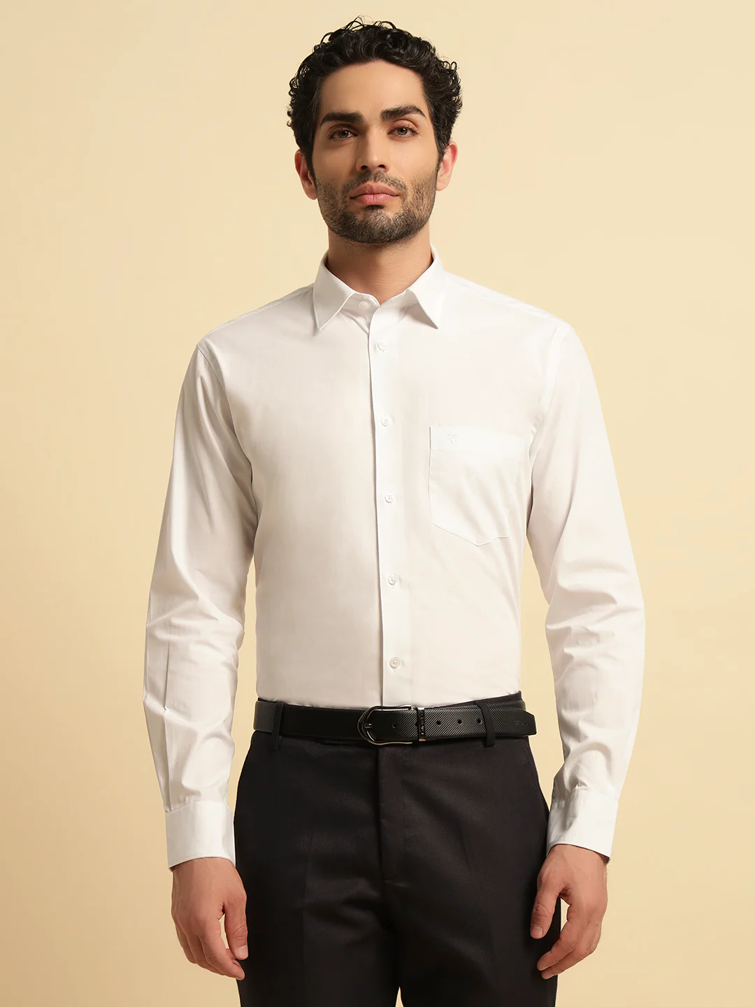 Formal Shirt for Men | Breathable & Soft with Color Fastness Regular Fit Spread Collar Neck Cotton Fabric Solid Pattern - Image 2