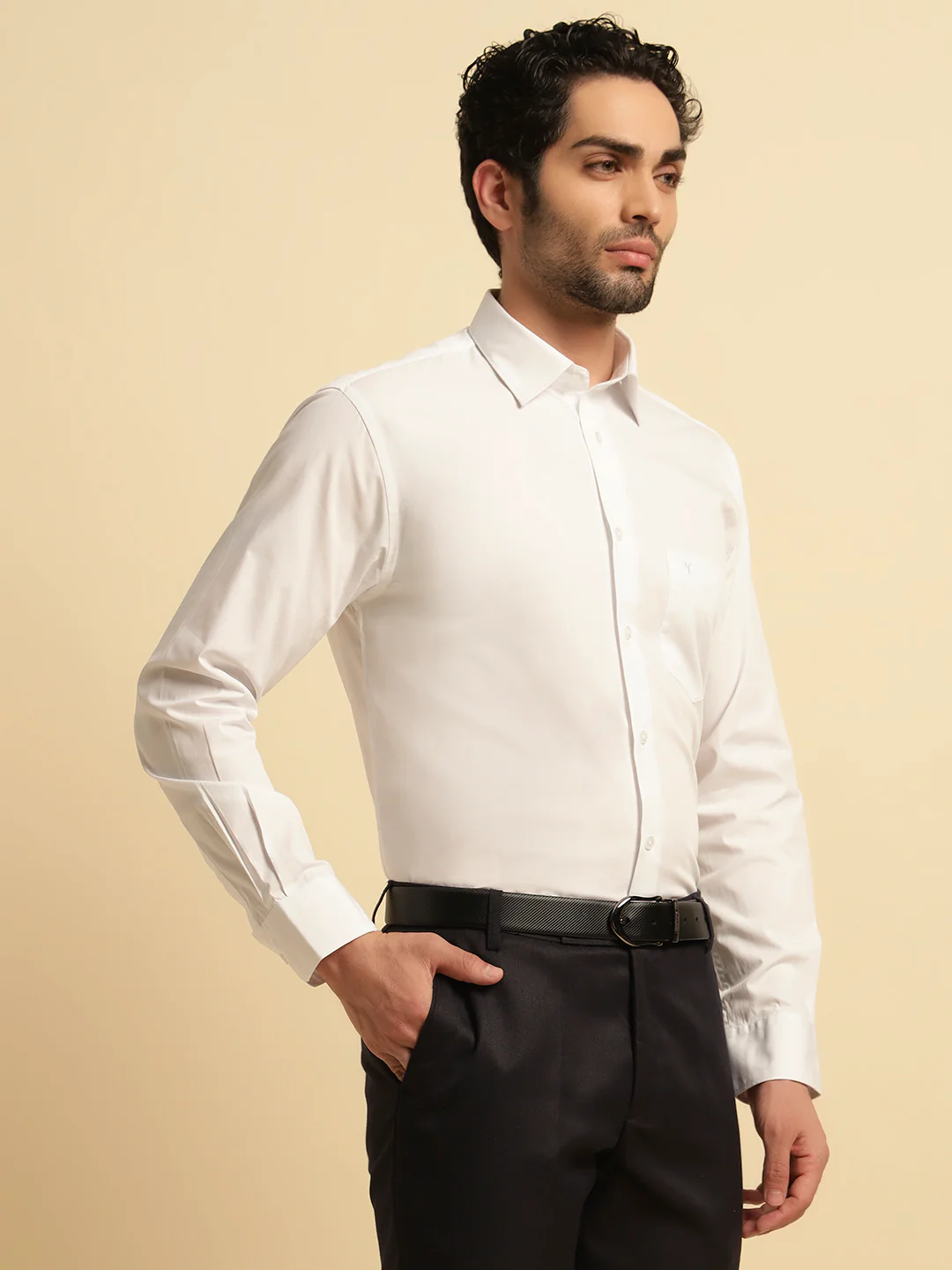 Formal Shirt for Men | Breathable & Soft with Color Fastness Regular Fit Spread Collar Neck Cotton Fabric Solid Pattern - Image 3