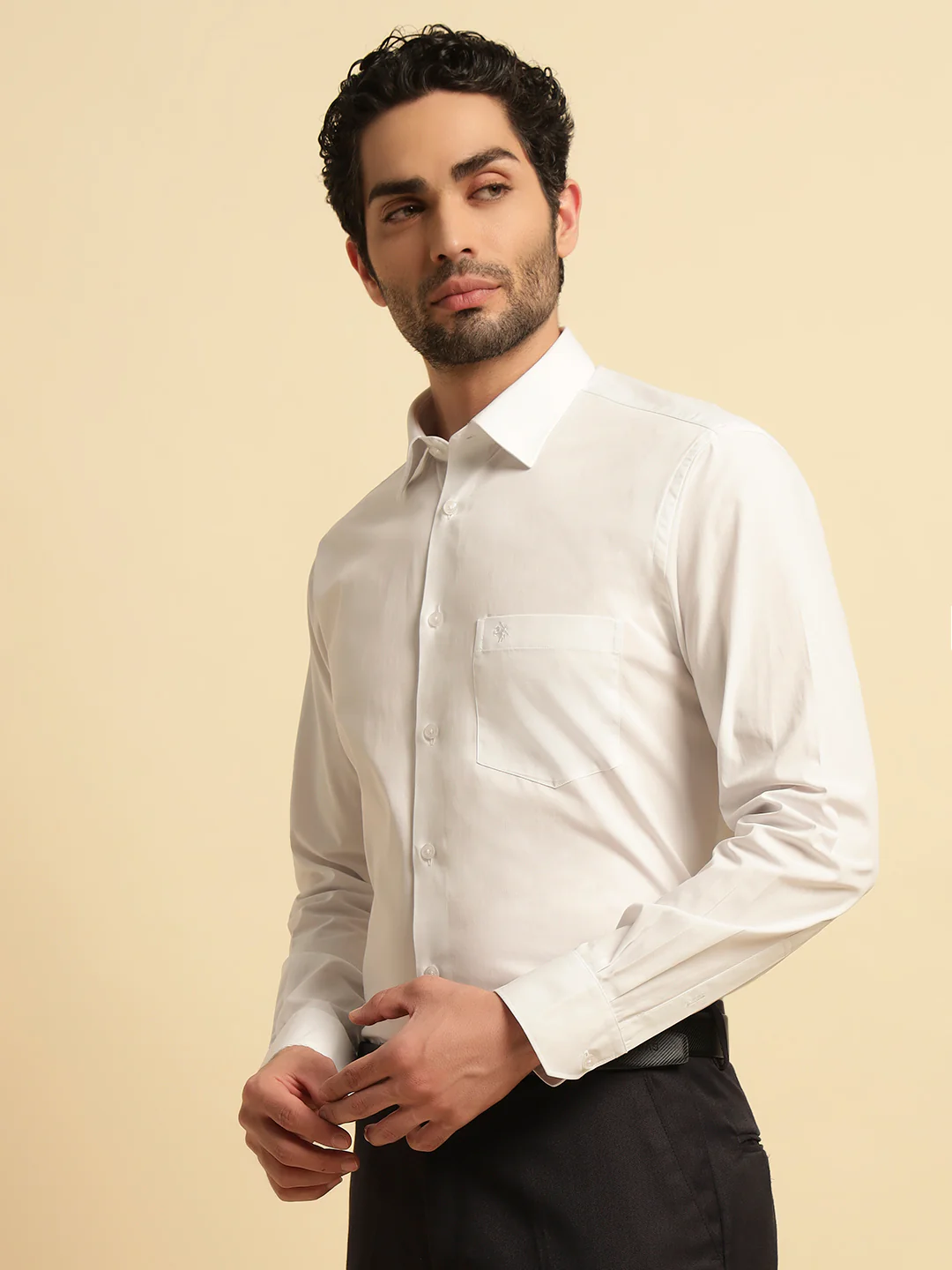 Formal Shirt for Men | Breathable & Soft with Color Fastness Regular Fit Spread Collar Neck Cotton Fabric Solid Pattern - Image 4