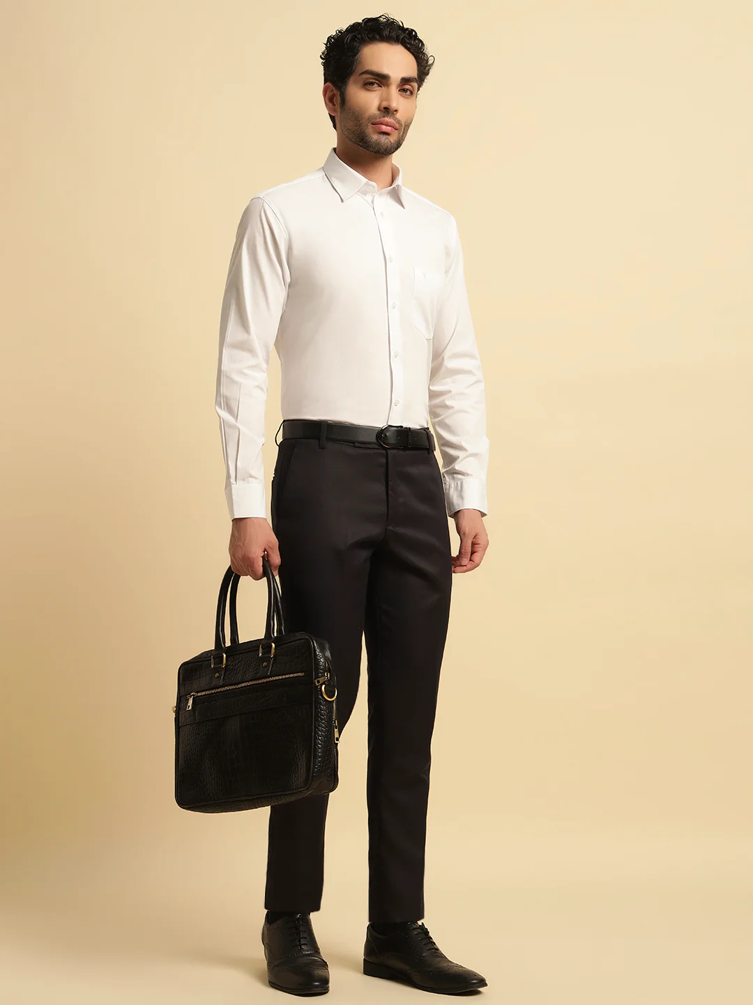 Formal Shirt for Men | Breathable & Soft with Color Fastness Regular Fit Spread Collar Neck Cotton Fabric Solid Pattern - Image 5
