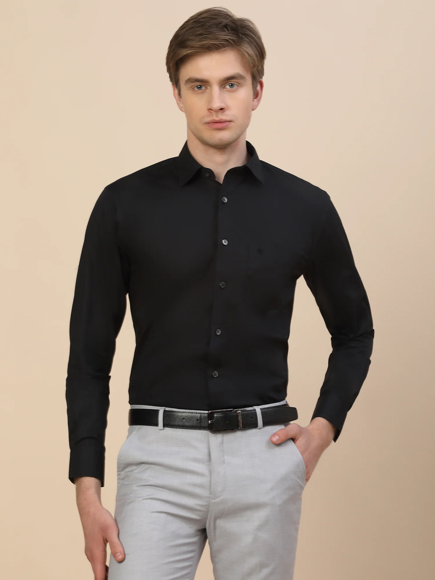 Formal Shirt for Men | Breathable & Soft with Color Fastness Regular Fit Spread Collar Neck Cotton Fabric Solid Pattern - Image 2