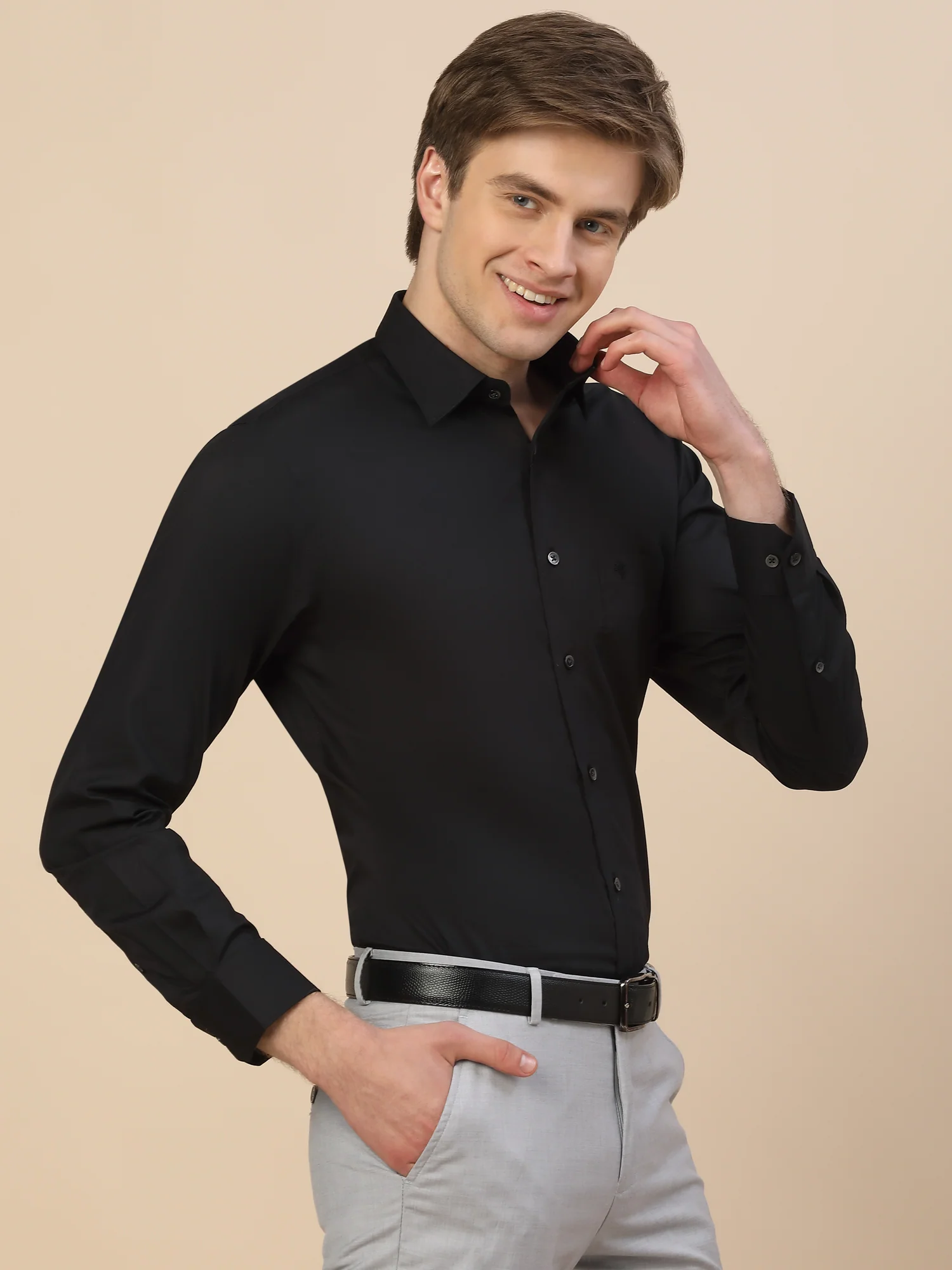 Formal Shirt for Men | Breathable & Soft with Color Fastness Regular Fit Spread Collar Neck Cotton Fabric Solid Pattern - Image 4