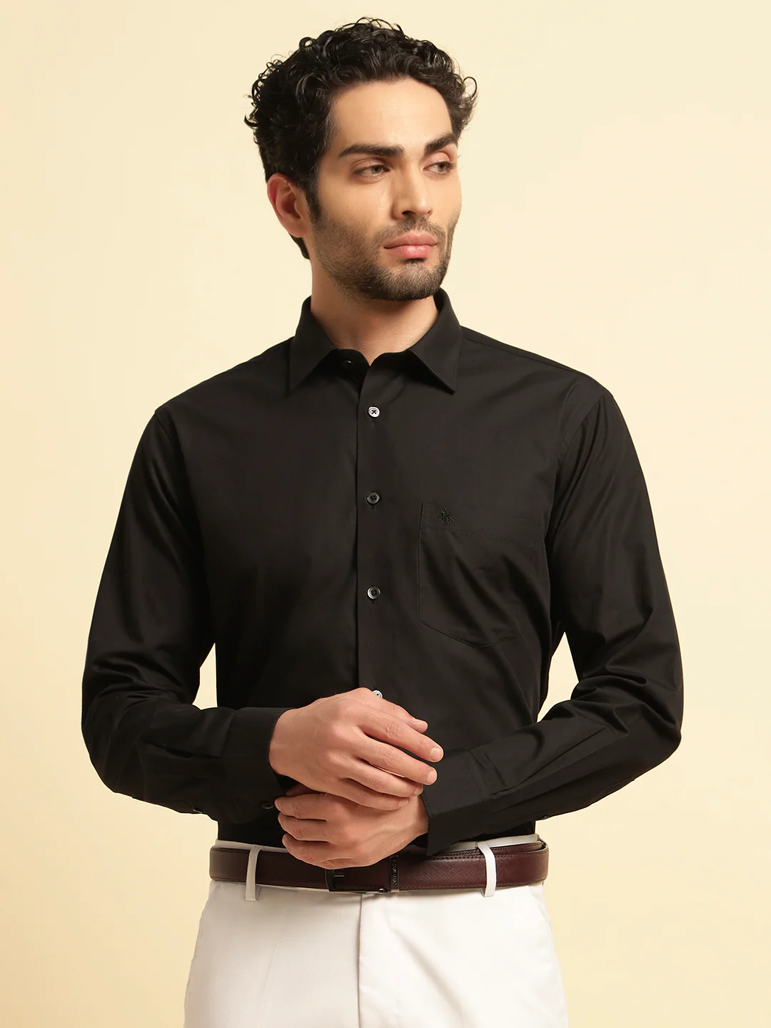 Formal Shirt for Men | Breathable & Soft with Color Fastness Regular Fit Spread Collar Neck Cotton Fabric Solid Pattern - Image 2