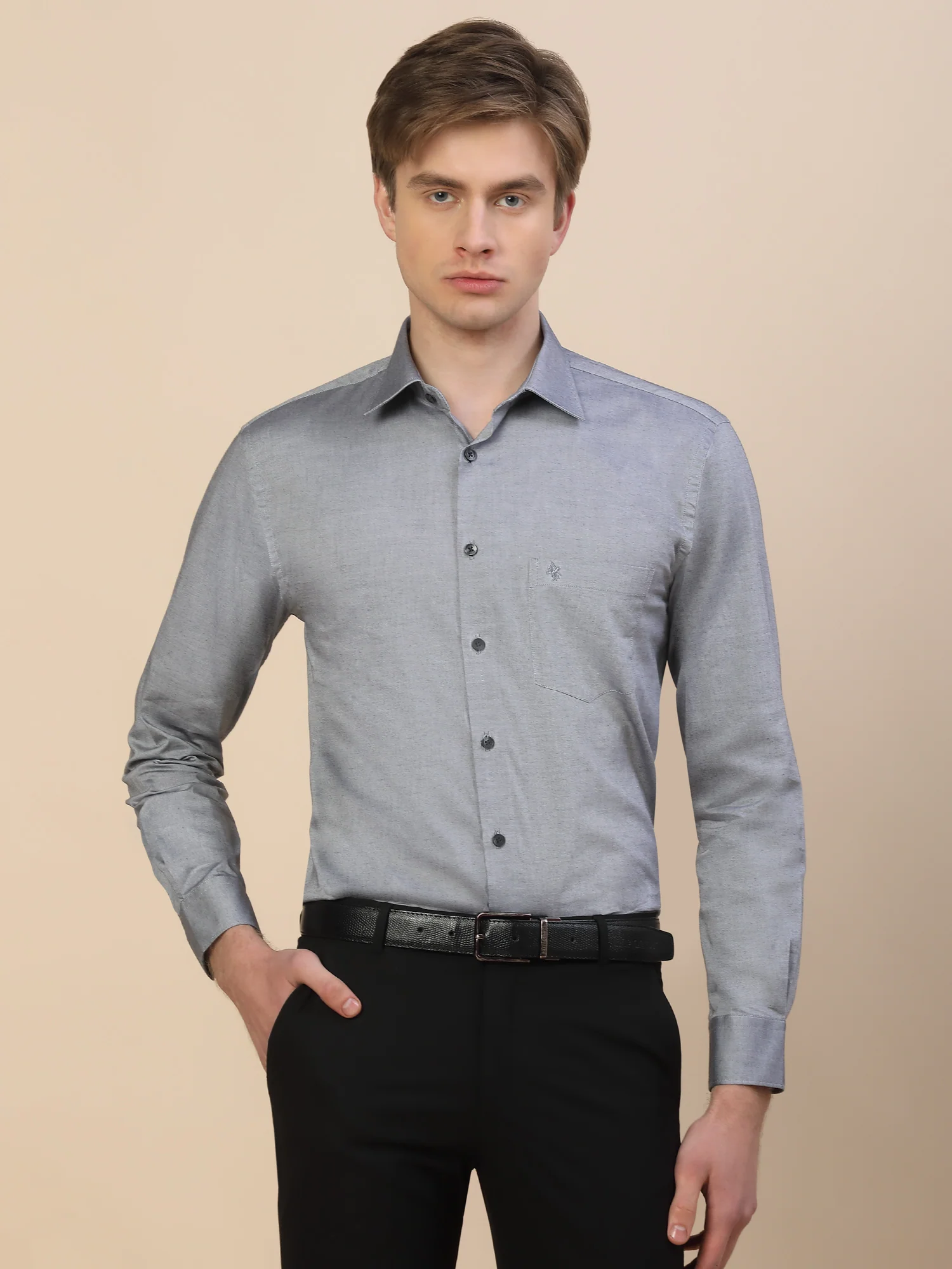 Formal Shirt for Men | Breathable & Soft with Color Fastness Regular Fit Spread Collar Neck Cotton Fabric Solid Pattern - Image 2