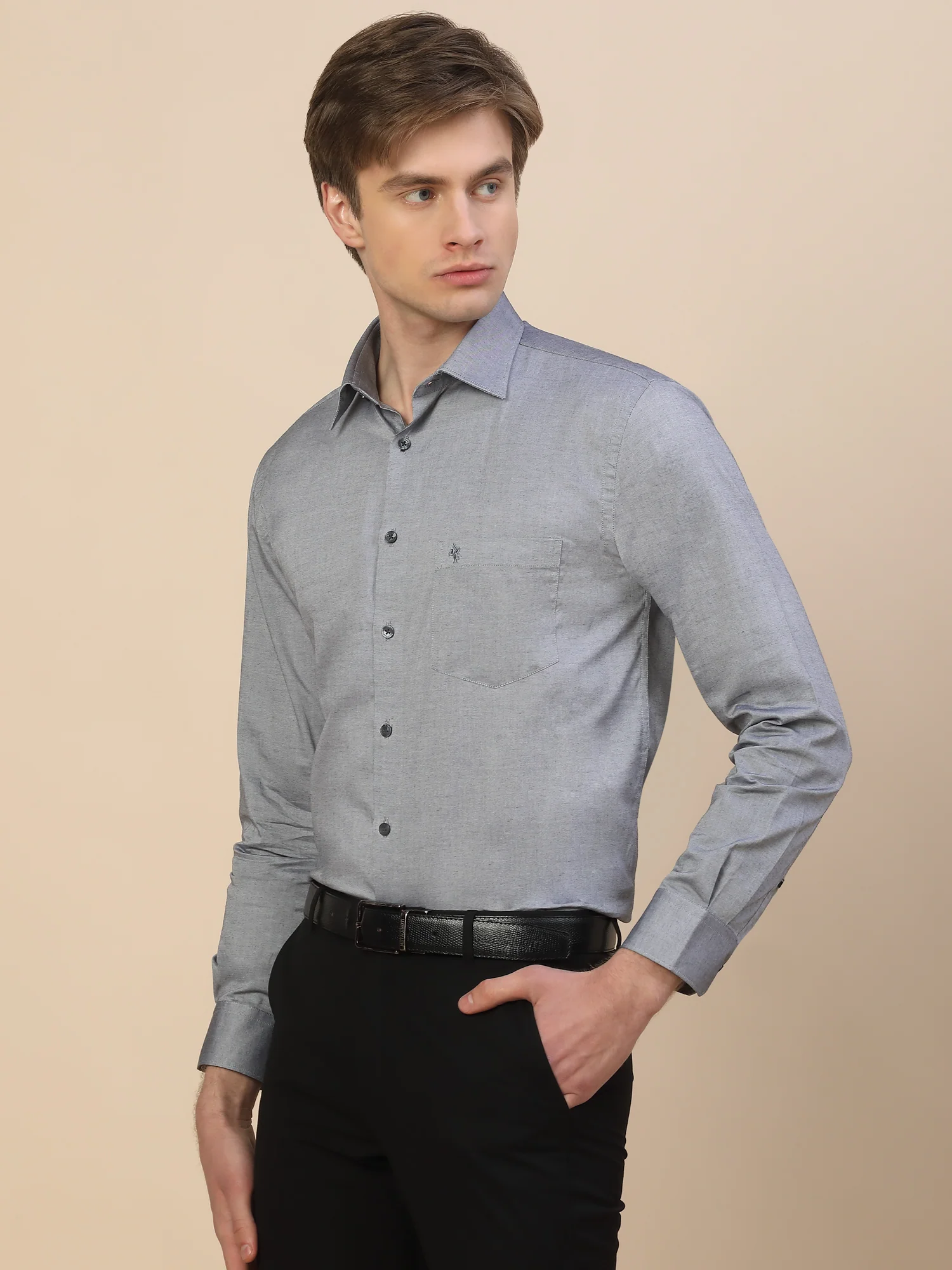 Formal Shirt for Men | Breathable & Soft with Color Fastness Regular Fit Spread Collar Neck Cotton Fabric Solid Pattern - Image 3