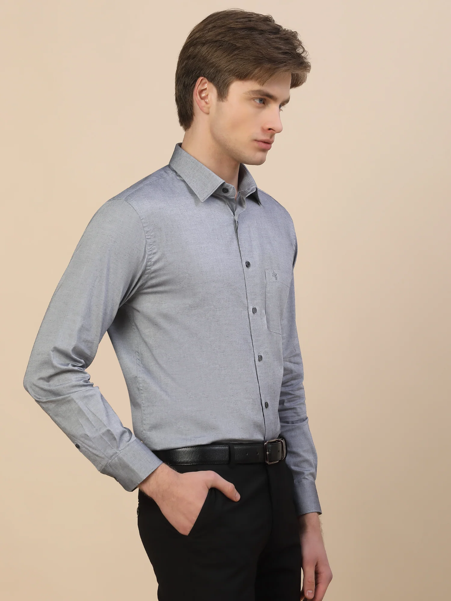 Formal Shirt for Men | Breathable & Soft with Color Fastness Regular Fit Spread Collar Neck Cotton Fabric Solid Pattern - Image 4