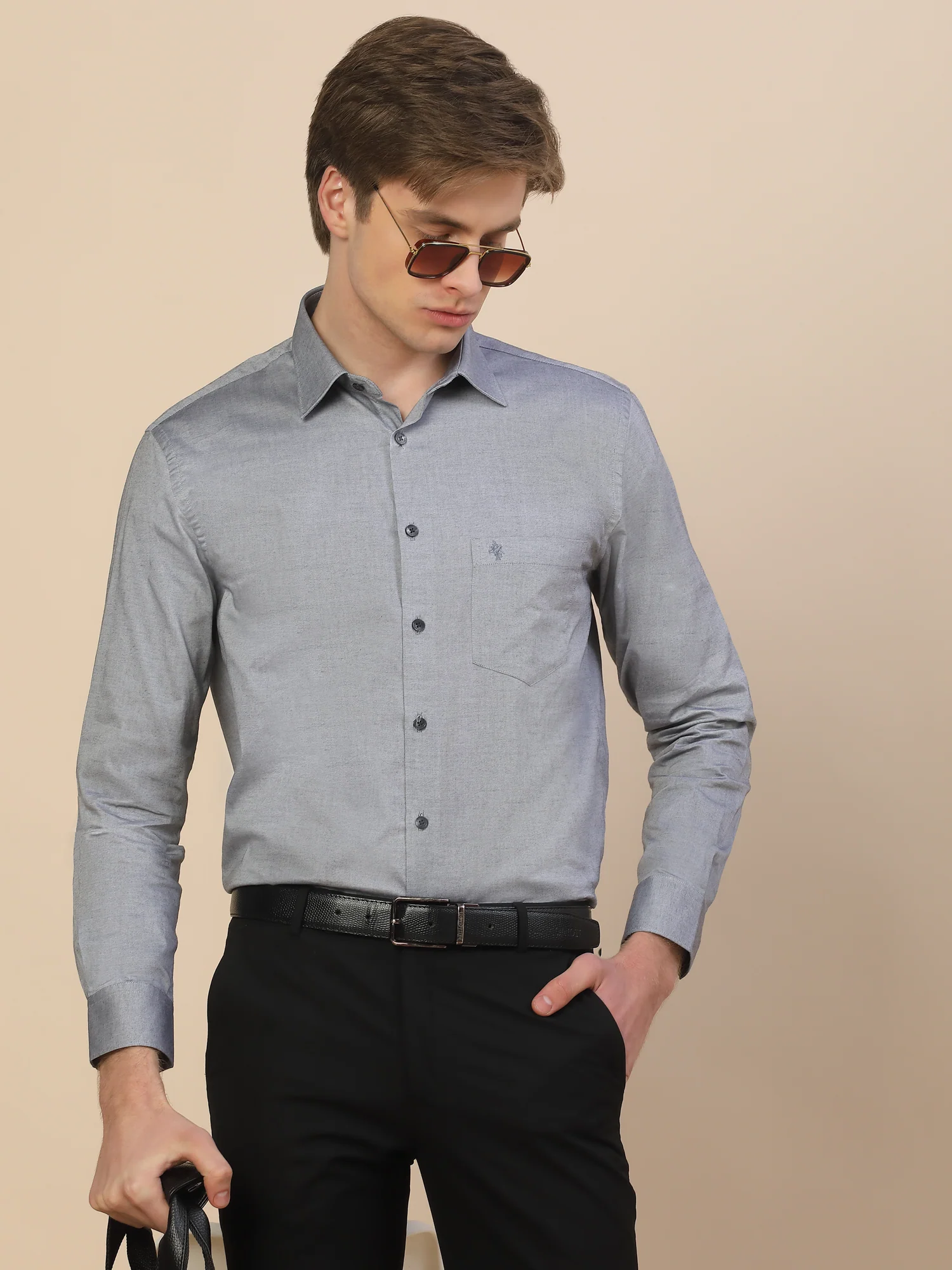 Formal Shirt for Men | Breathable & Soft with Color Fastness Regular Fit Spread Collar Neck Cotton Fabric Solid Pattern - Image 6