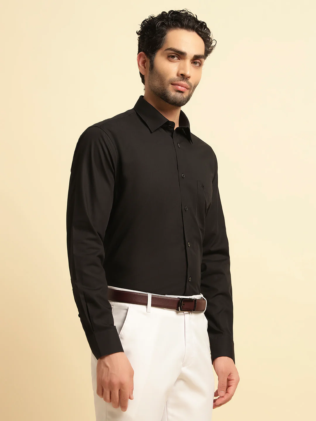 Formal Shirt for Men | Breathable & Soft with Color Fastness Regular Fit Spread Collar Neck Cotton Fabric Solid Pattern - Image 3