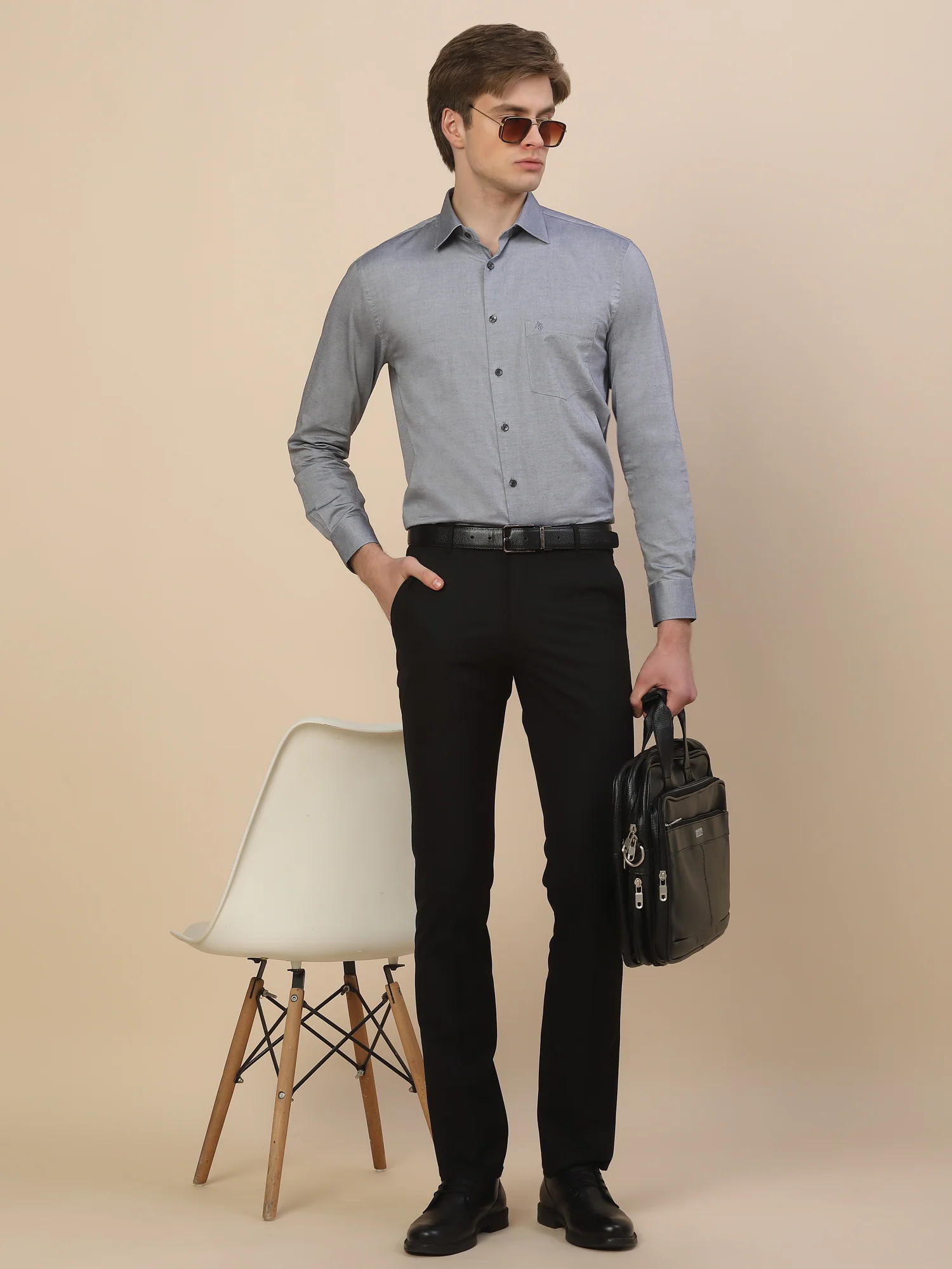 Formal Shirt for Men | Breathable & Soft with Color Fastness Regular Fit Spread Collar Neck Cotton Fabric Solid Pattern - Image 3