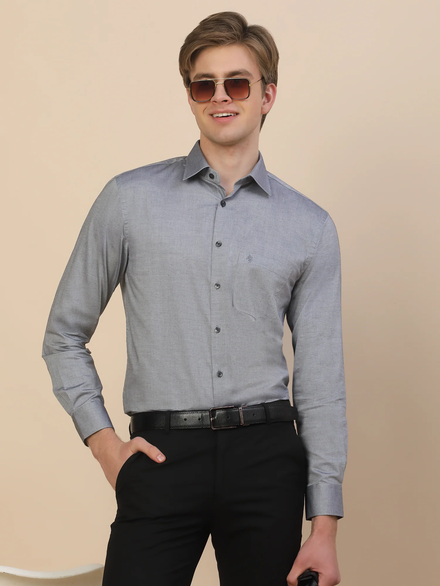 Formal Shirt for Men | Breathable & Soft with Color Fastness Regular Fit Spread Collar Neck Cotton Fabric Solid Pattern - Image 4