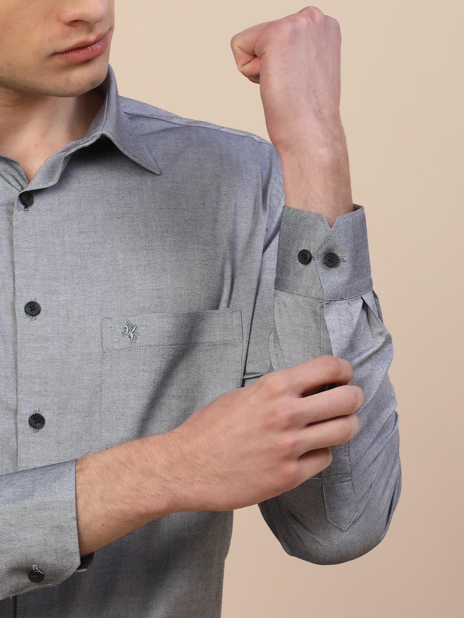 Formal Shirt for Men | Breathable & Soft with Color Fastness Regular Fit Spread Collar Neck Cotton Fabric Solid Pattern - Image 6