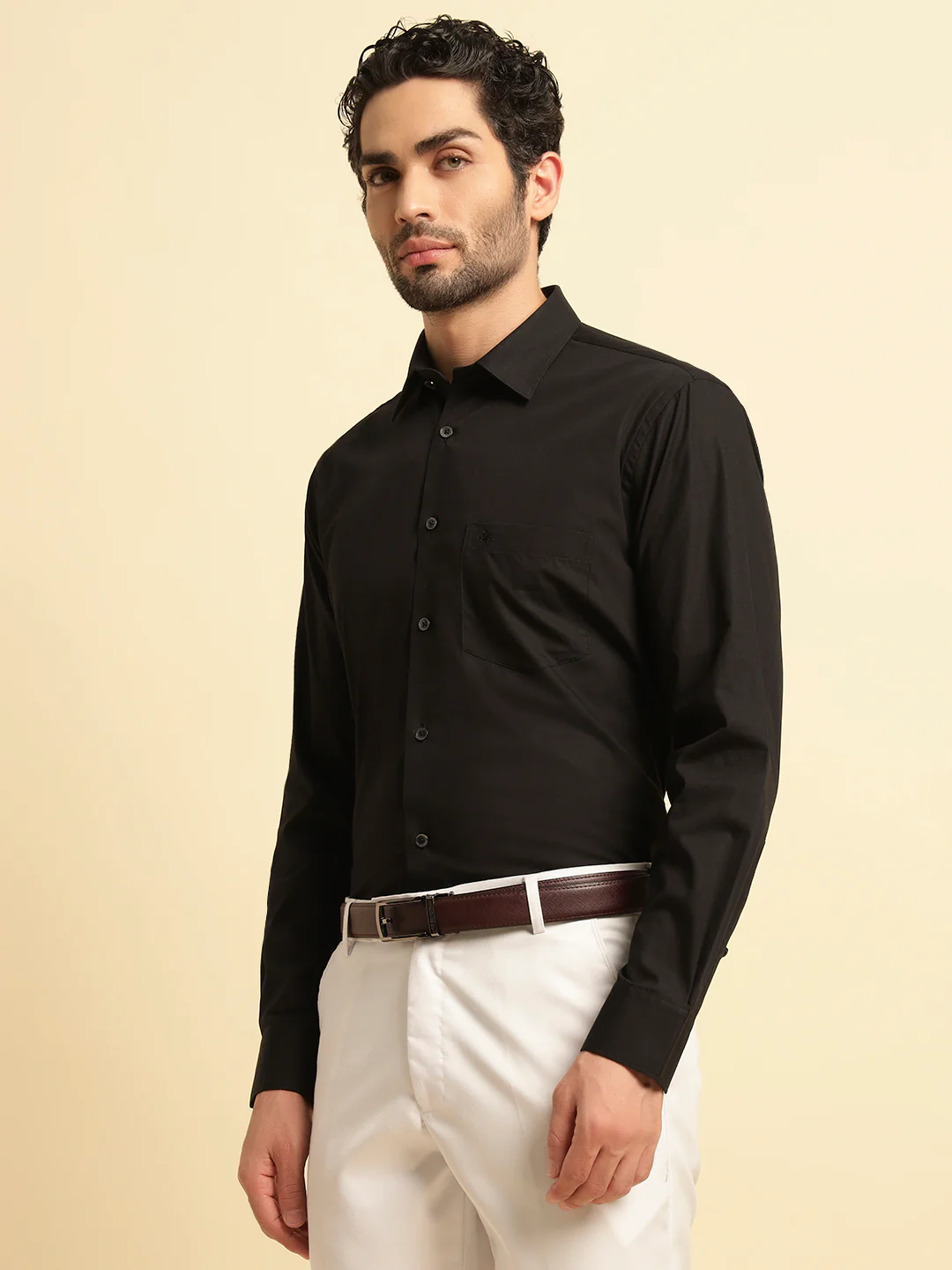 Formal Shirt for Men | Breathable & Soft with Color Fastness Regular Fit Spread Collar Neck Cotton Fabric Solid Pattern - Image 4