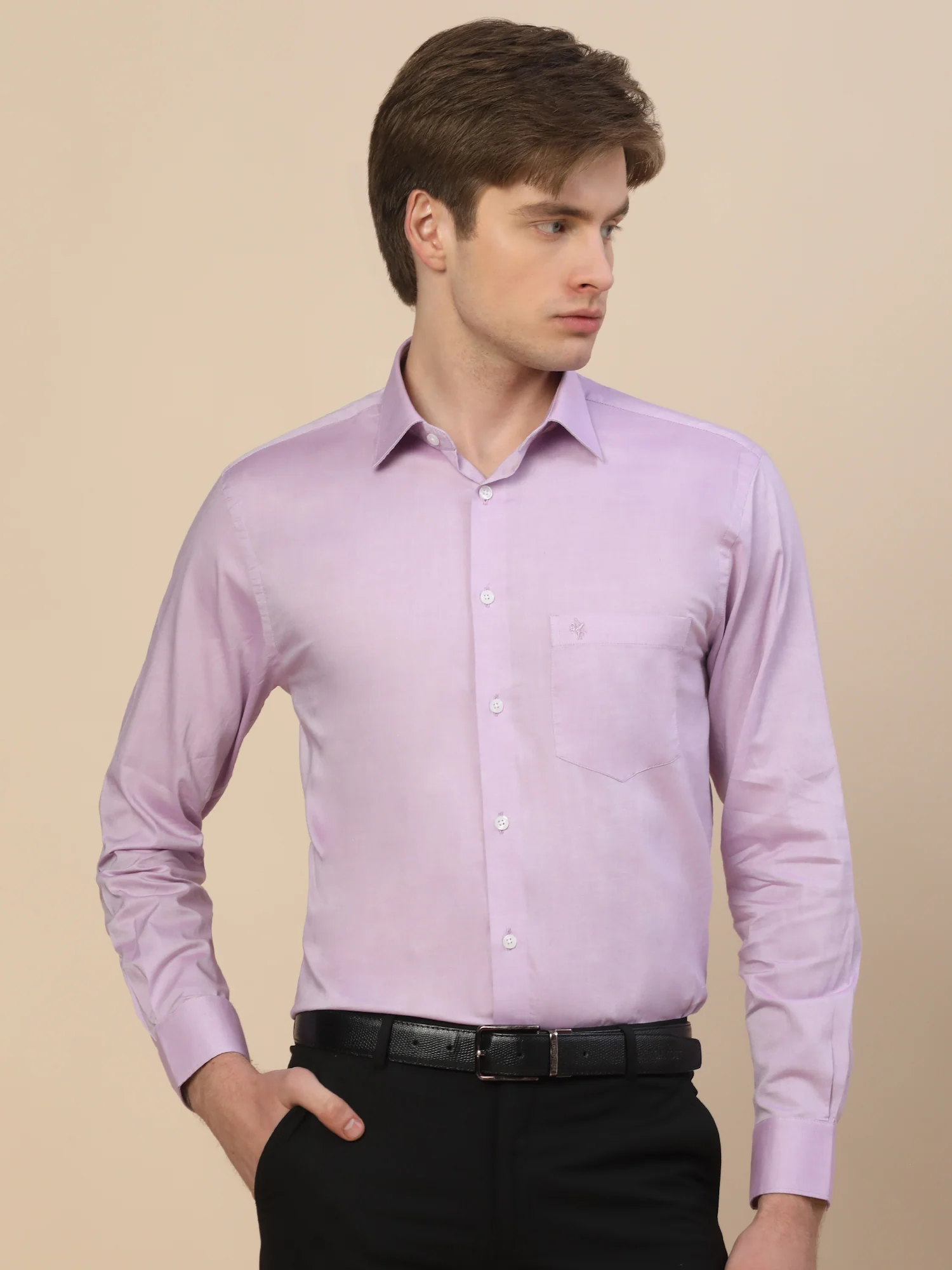 Formal Shirt for Men | Breathable & Soft with Color Fastness Regular Fit Spread Collar Neck Cotton Fabric Solid Pattern - Image 2