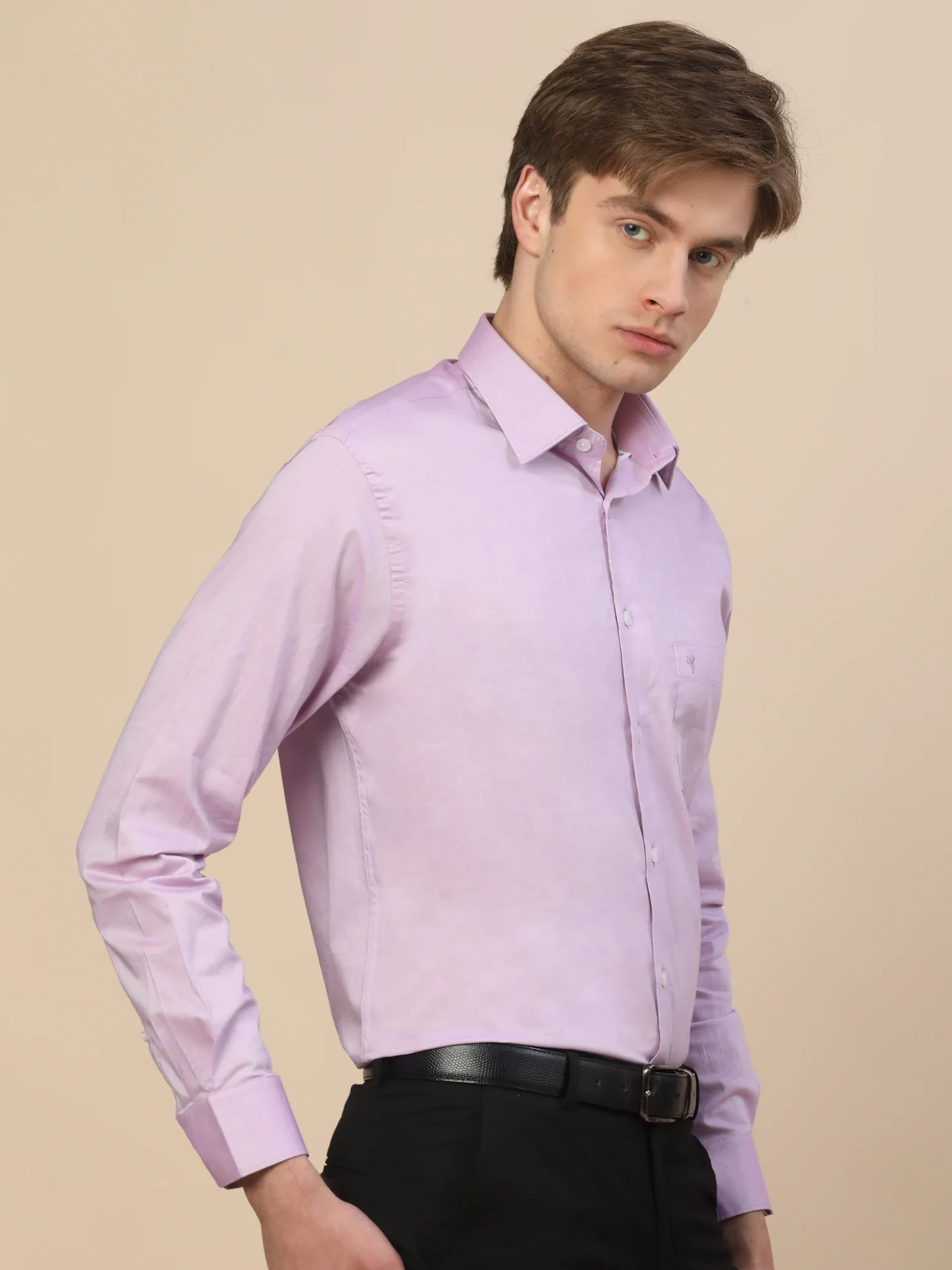 Formal Shirt for Men | Breathable & Soft with Color Fastness Regular Fit Spread Collar Neck Cotton Fabric Solid Pattern - Image 4