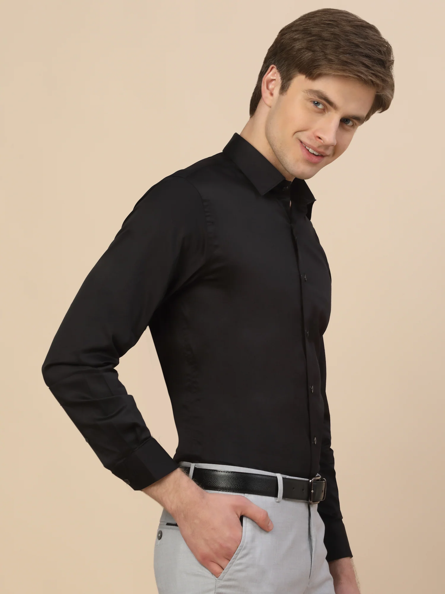 Formal Shirt for Men | Breathable & Soft with Color Fastness Regular Fit Spread Collar Neck Cotton Fabric Solid Pattern - Image 4