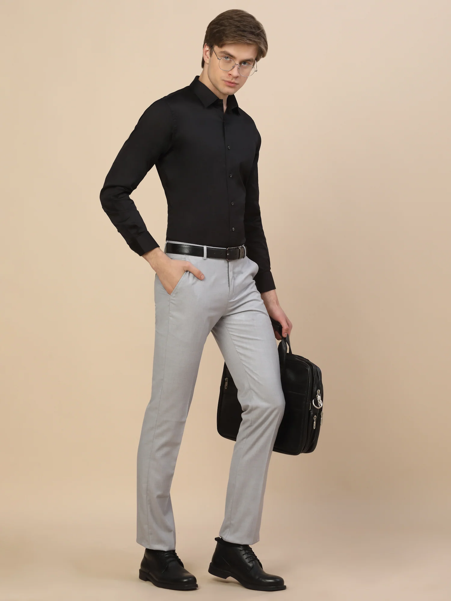 Formal Shirt for Men | Breathable & Soft with Color Fastness Regular Fit Spread Collar Neck Cotton Fabric Solid Pattern - Image 7