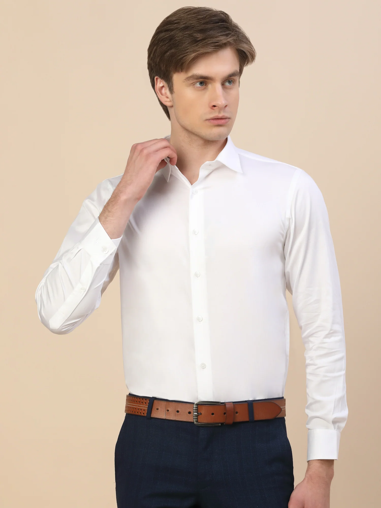 Formal Shirt for Men | Breathable & Soft with Color Fastness Regular Fit Spread Collar Neck Cotton Fabric Solid Pattern - Image 2
