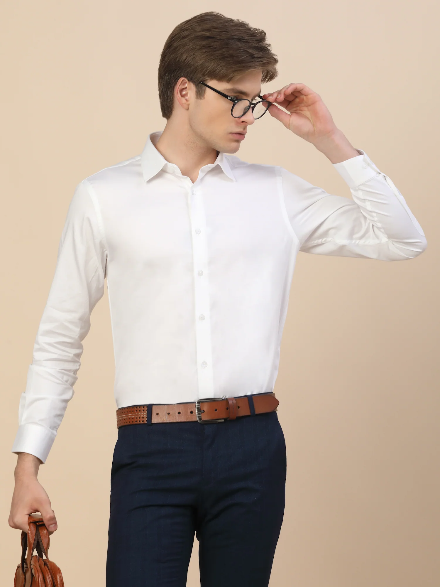 Formal Shirt for Men | Breathable & Soft with Color Fastness Regular Fit Spread Collar Neck Cotton Fabric Solid Pattern - Image 5