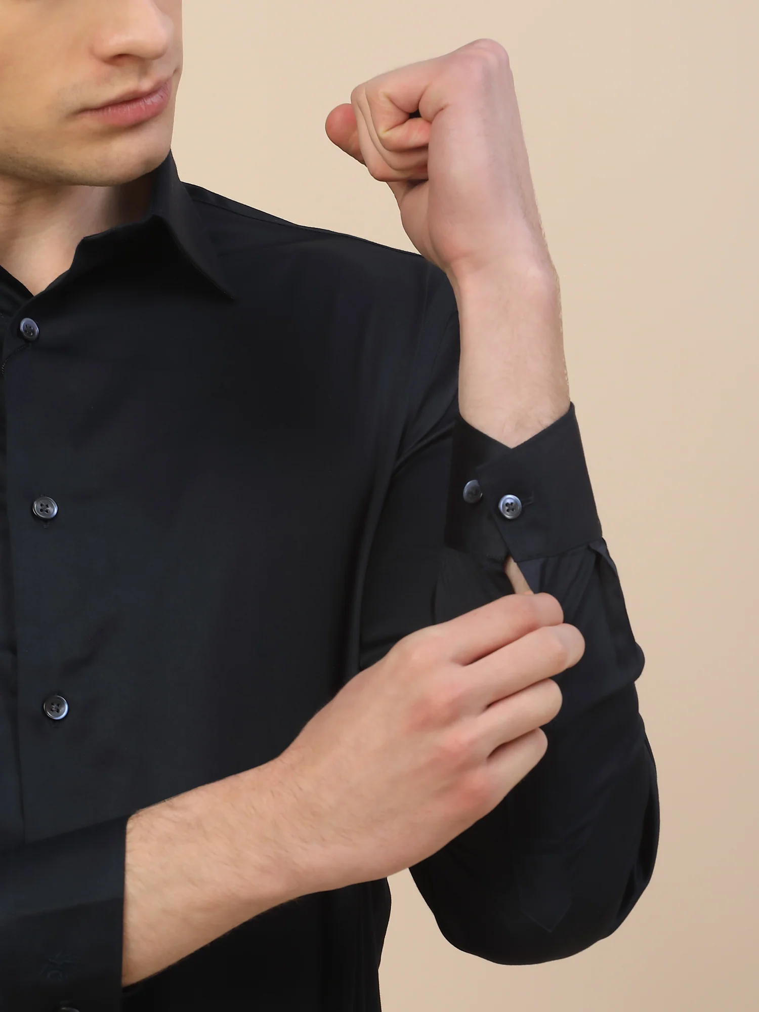 Formal Shirt for Men | Breathable & Soft with Color Fastness Regular Fit Spread Collar Neck Cotton Fabric Solid Pattern - Image 3