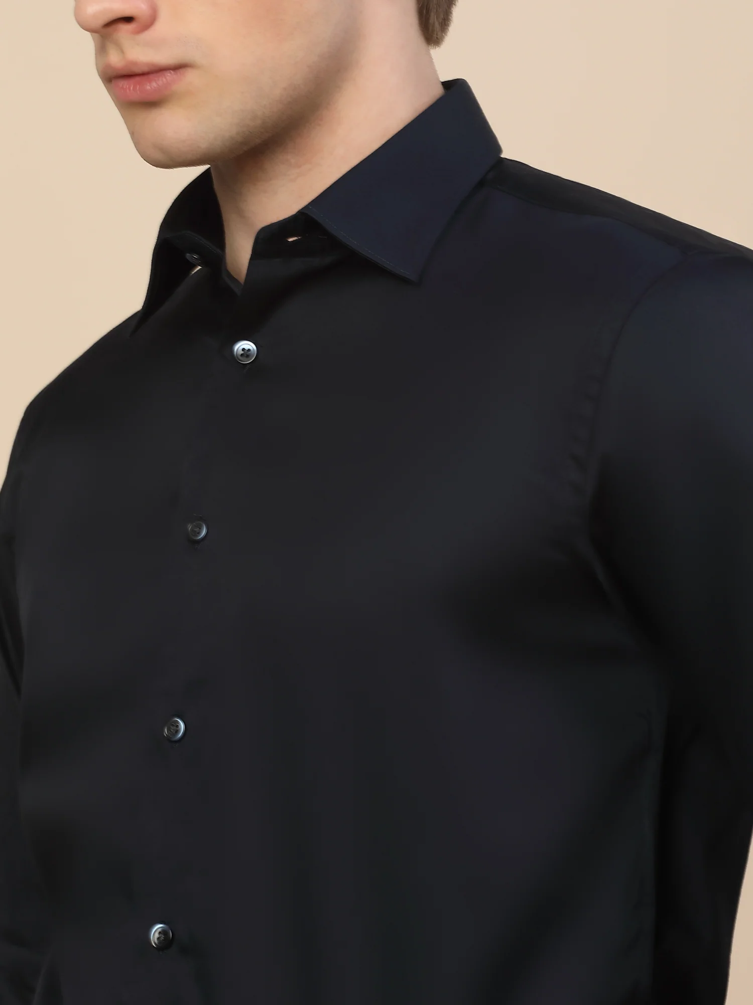 Formal Shirt for Men | Breathable & Soft with Color Fastness Regular Fit Spread Collar Neck Cotton Fabric Solid Pattern - Image 4