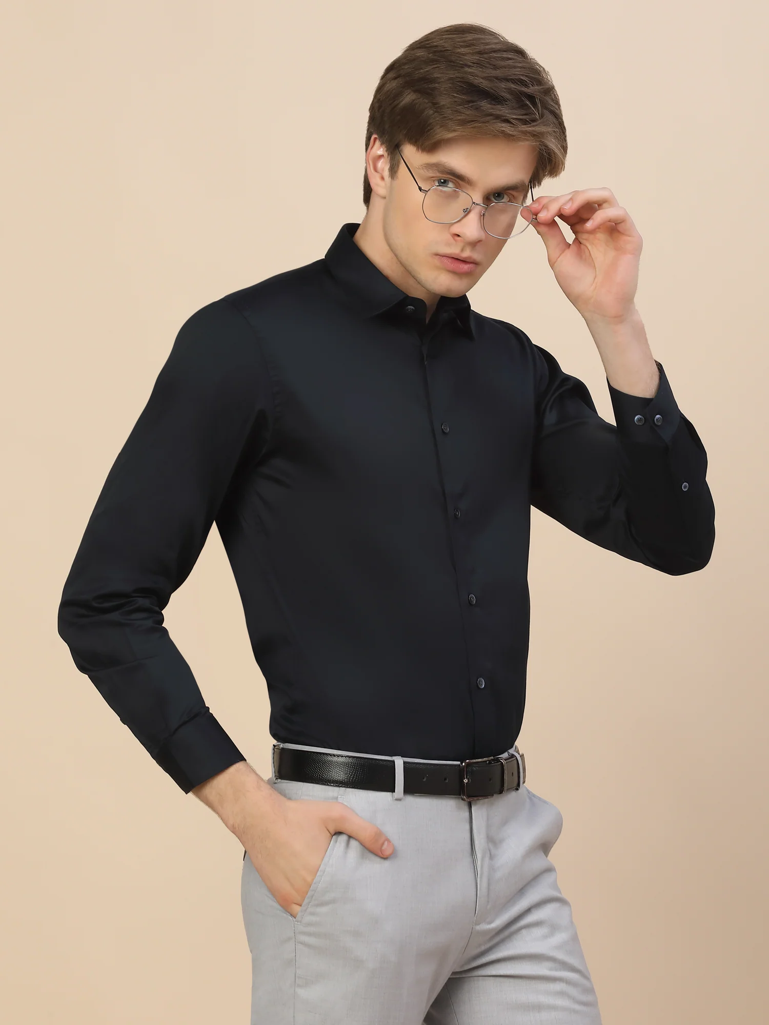 Formal Shirt for Men | Breathable & Soft with Color Fastness Regular Fit Spread Collar Neck Cotton Fabric Solid Pattern - Image 5