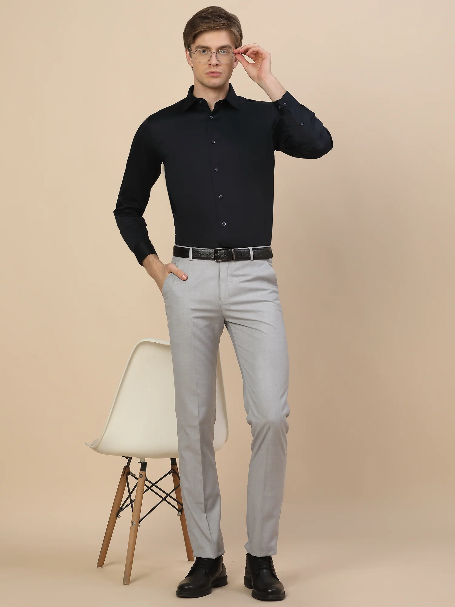 Formal Shirt for Men | Breathable & Soft with Color Fastness Regular Fit Spread Collar Neck Cotton Fabric Solid Pattern - Image 6