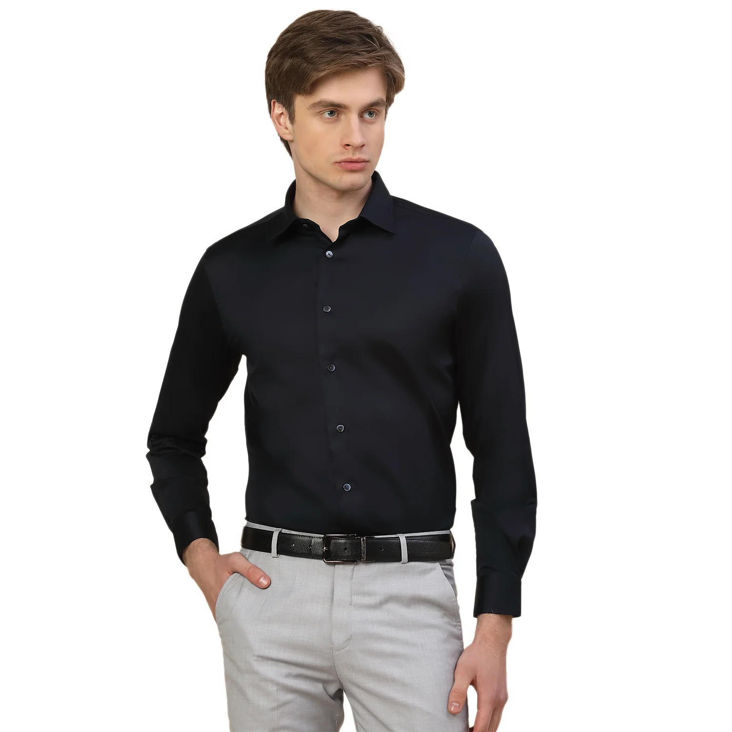 Formal Shirt for Men | Breathable & Soft with Color Fastness Regular Fit Spread Collar Neck Cotton Fabric Solid Pattern - Image 8