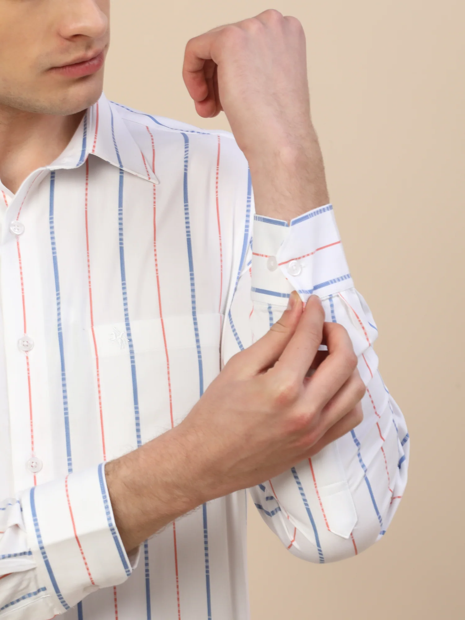 Formal Shirt for Men | Breathable & Soft with Color Fastness Regular Fit Spread Collar Neck Cotton Fabric Striped Pattern - Image 5