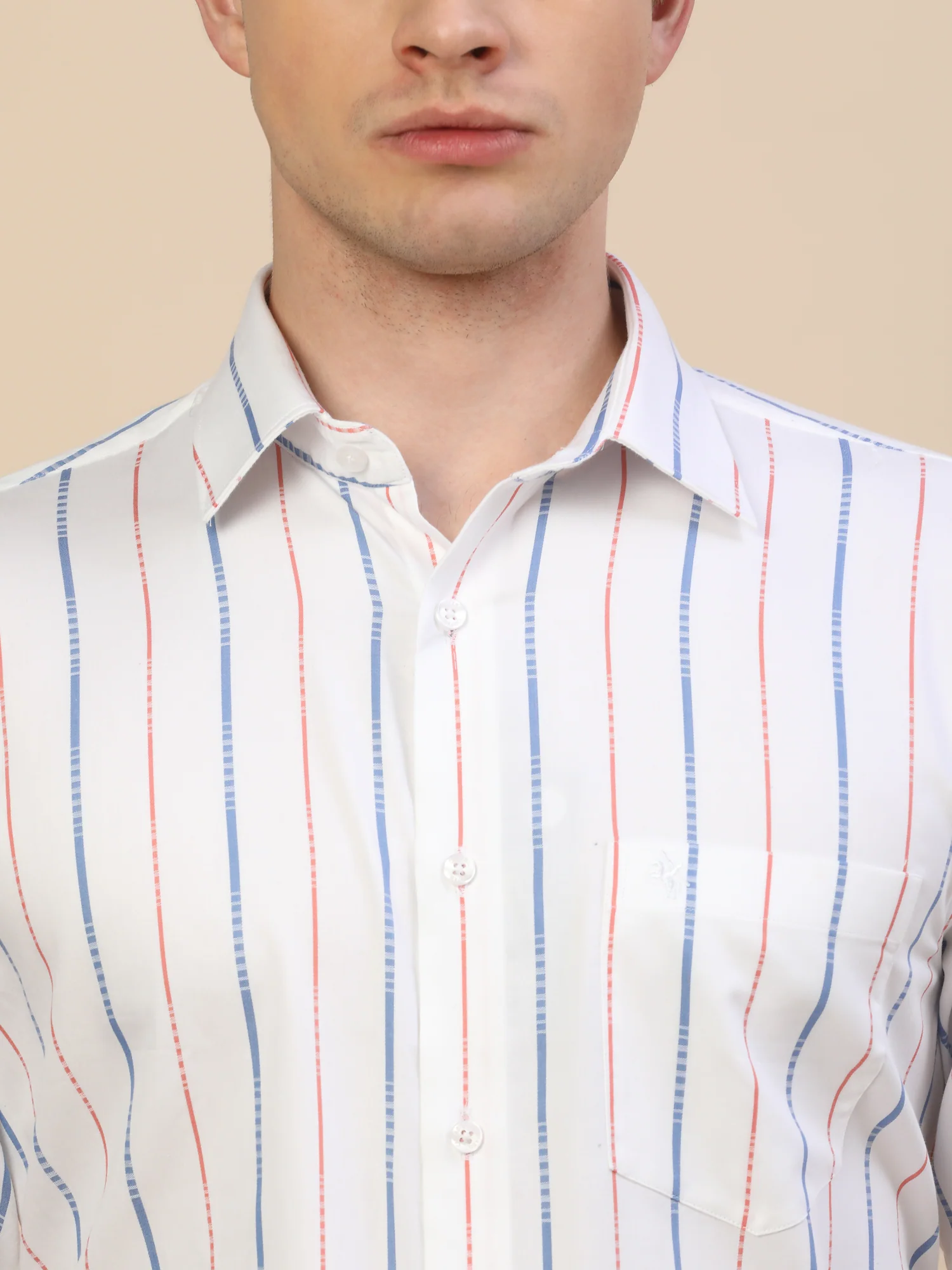 Formal Shirt for Men | Breathable & Soft with Color Fastness Regular Fit Spread Collar Neck Cotton Fabric Striped Pattern - Image 6