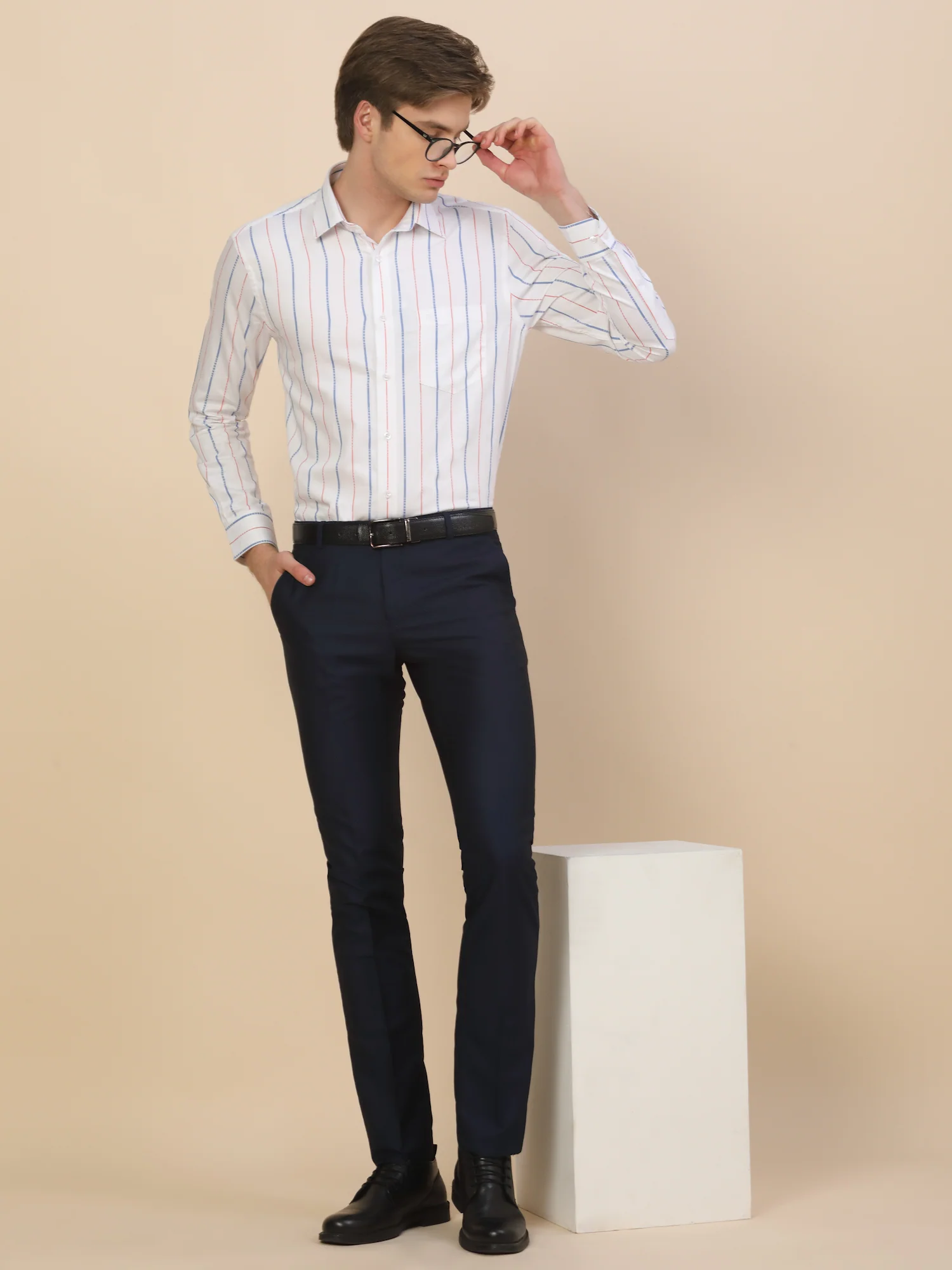 Formal Shirt for Men | Breathable & Soft with Color Fastness Regular Fit Spread Collar Neck Cotton Fabric Striped Pattern - Image 7
