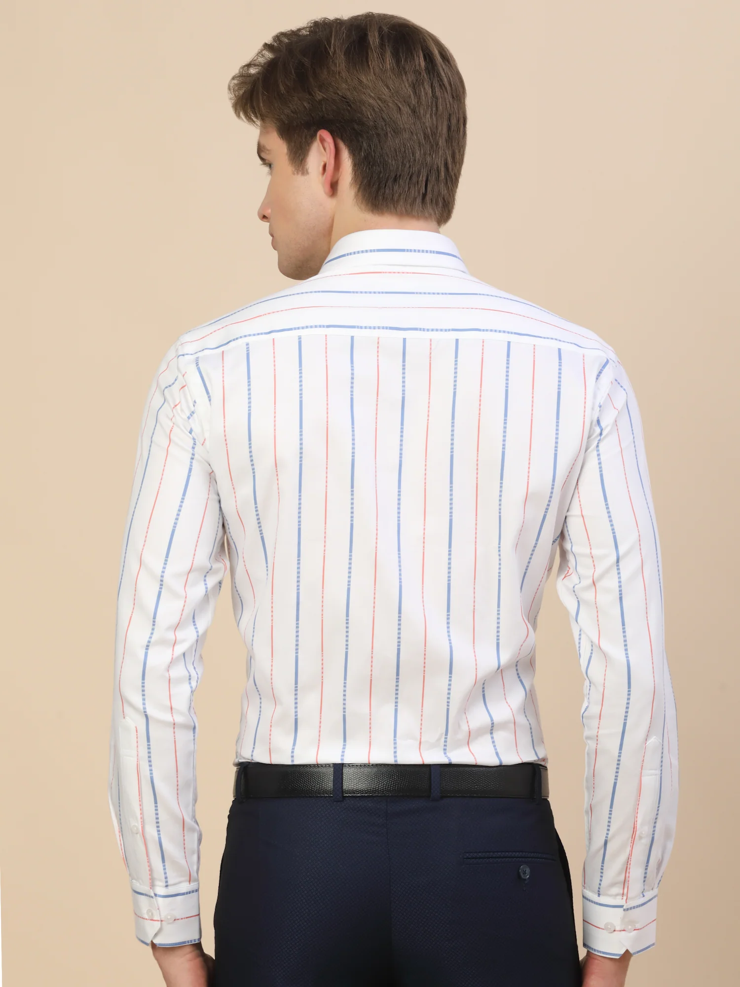 Formal Shirt for Men | Breathable & Soft with Color Fastness Regular Fit Spread Collar Neck Cotton Fabric Striped Pattern - Image 8