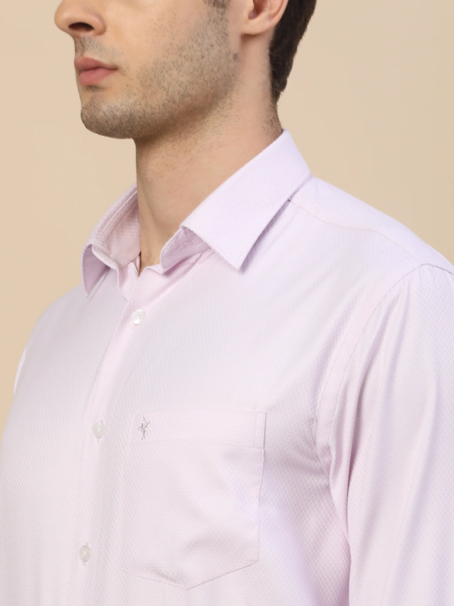 Formal Shirt for Men | Breathable & Soft with Color Fastness Regular Fit Spread Collar Neck Poly Cotton Fabric Self Design Pattern - Image 5