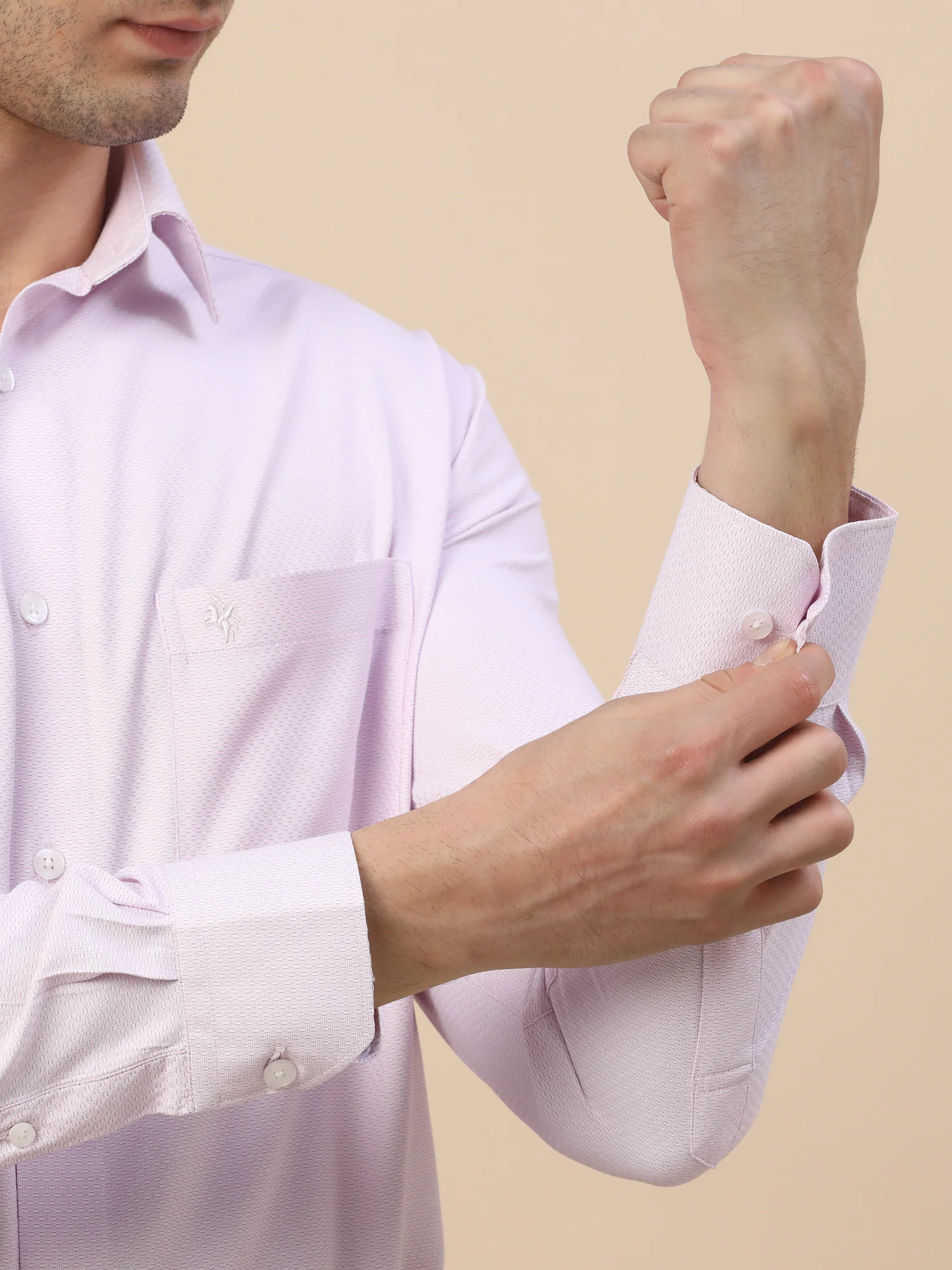 Formal Shirt for Men | Breathable & Soft with Color Fastness Regular Fit Spread Collar Neck Poly Cotton Fabric Self Design Pattern - Image 6