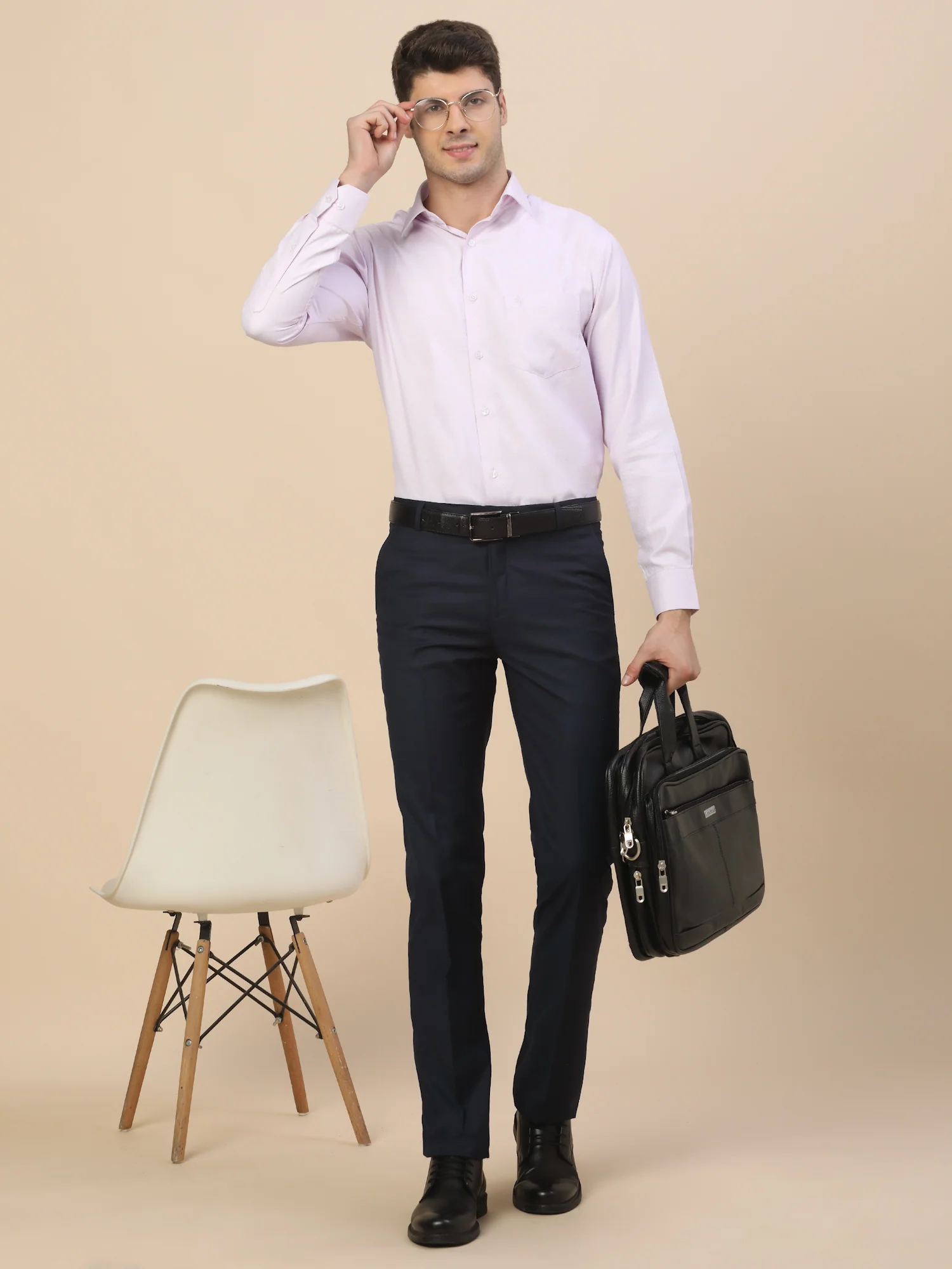 Formal Shirt for Men | Breathable & Soft with Color Fastness Regular Fit Spread Collar Neck Poly Cotton Fabric Self Design Pattern - Image 7