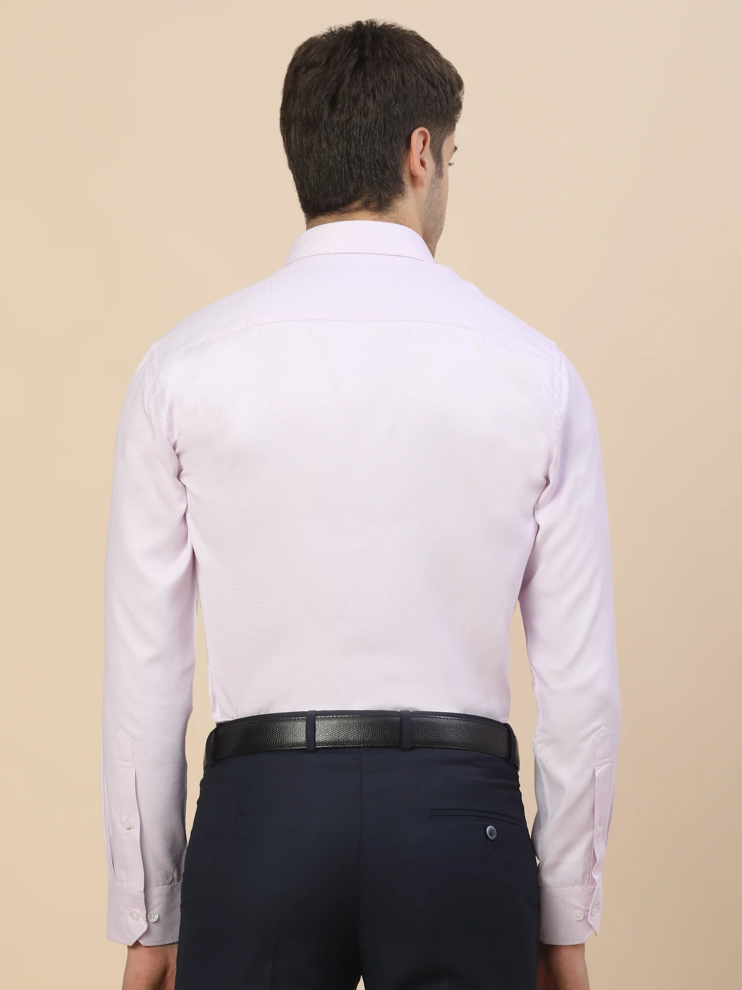 Formal Shirt for Men | Breathable & Soft with Color Fastness Regular Fit Spread Collar Neck Poly Cotton Fabric Self Design Pattern - Image 8