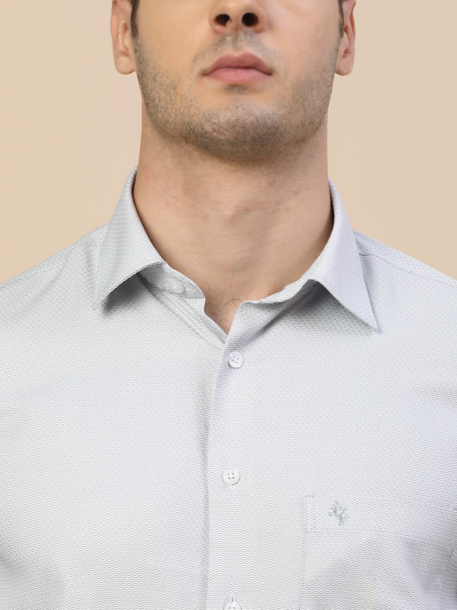Formal Shirt for Men | Breathable & Soft with Color Fastness Regular Fit Spread Collar Neck Poly Cotton Fabric Self Design Pattern - Image 5